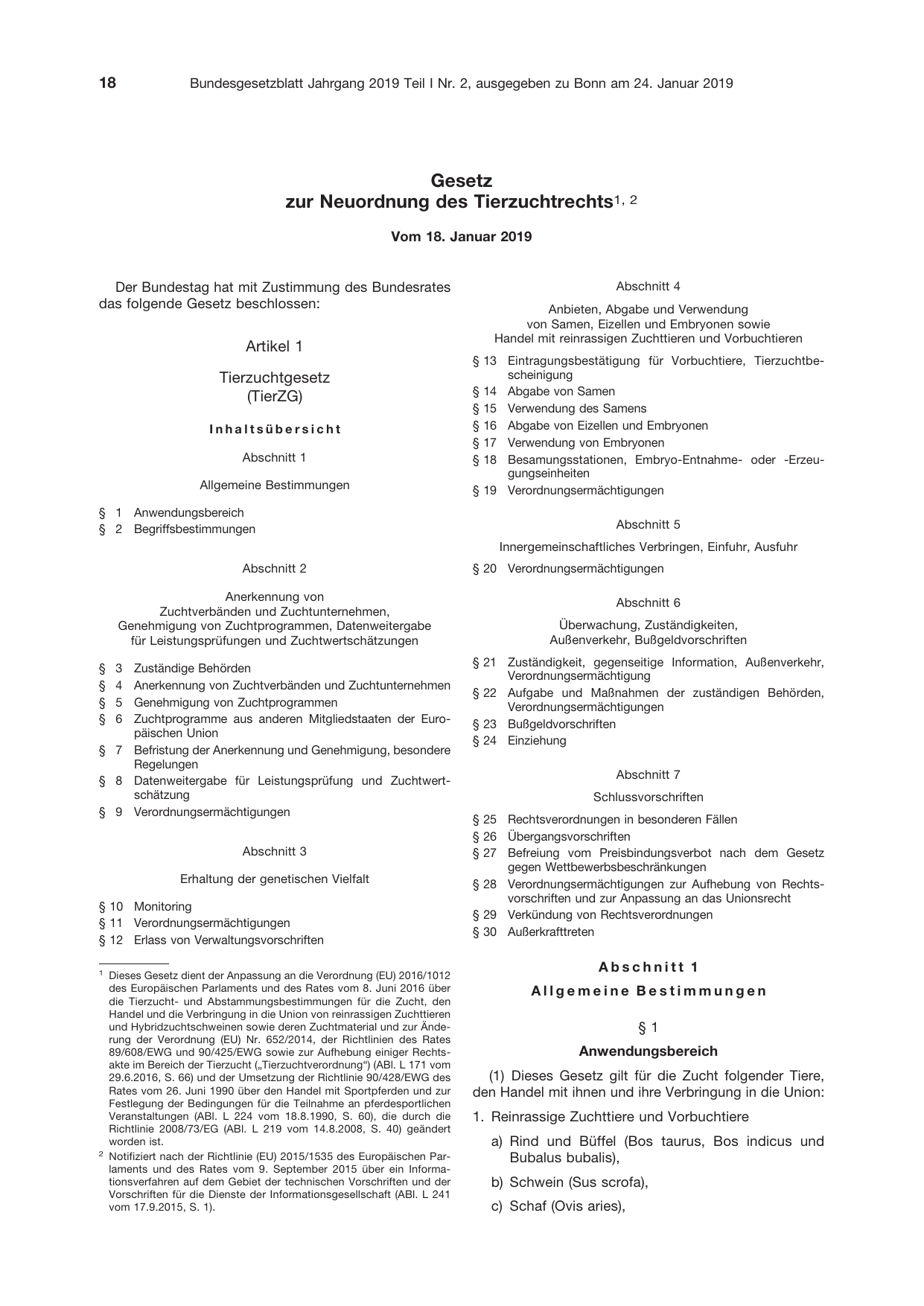BGBl. 2019, Seite 18 — Originalseite als Abbildung