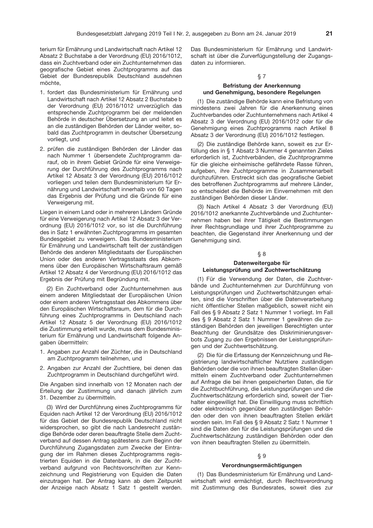 BGBl. 2019, Seite 21 — Originalseite als Abbildung