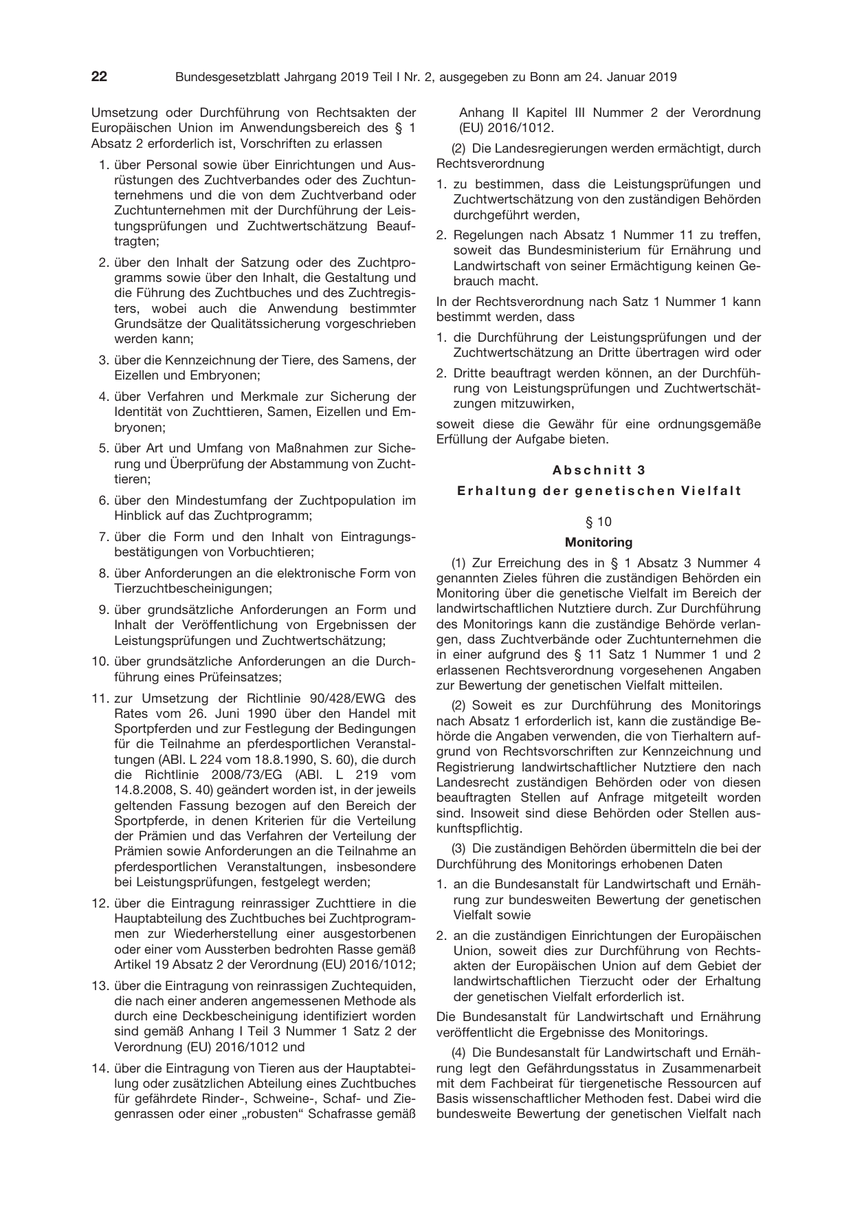 BGBl. 2019, Seite 22 — Originalseite als Abbildung