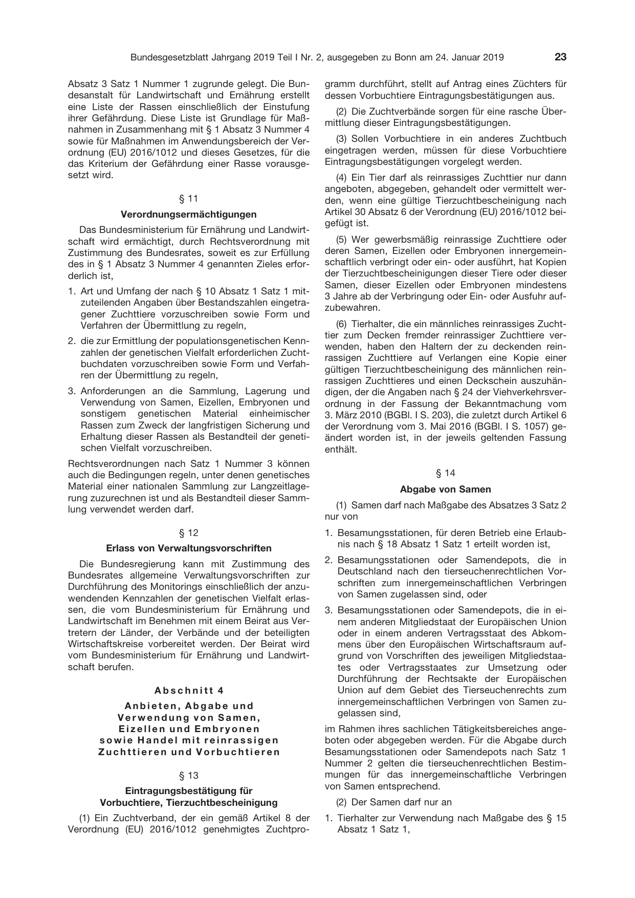 BGBl. 2019, Seite 23 — Originalseite als Abbildung