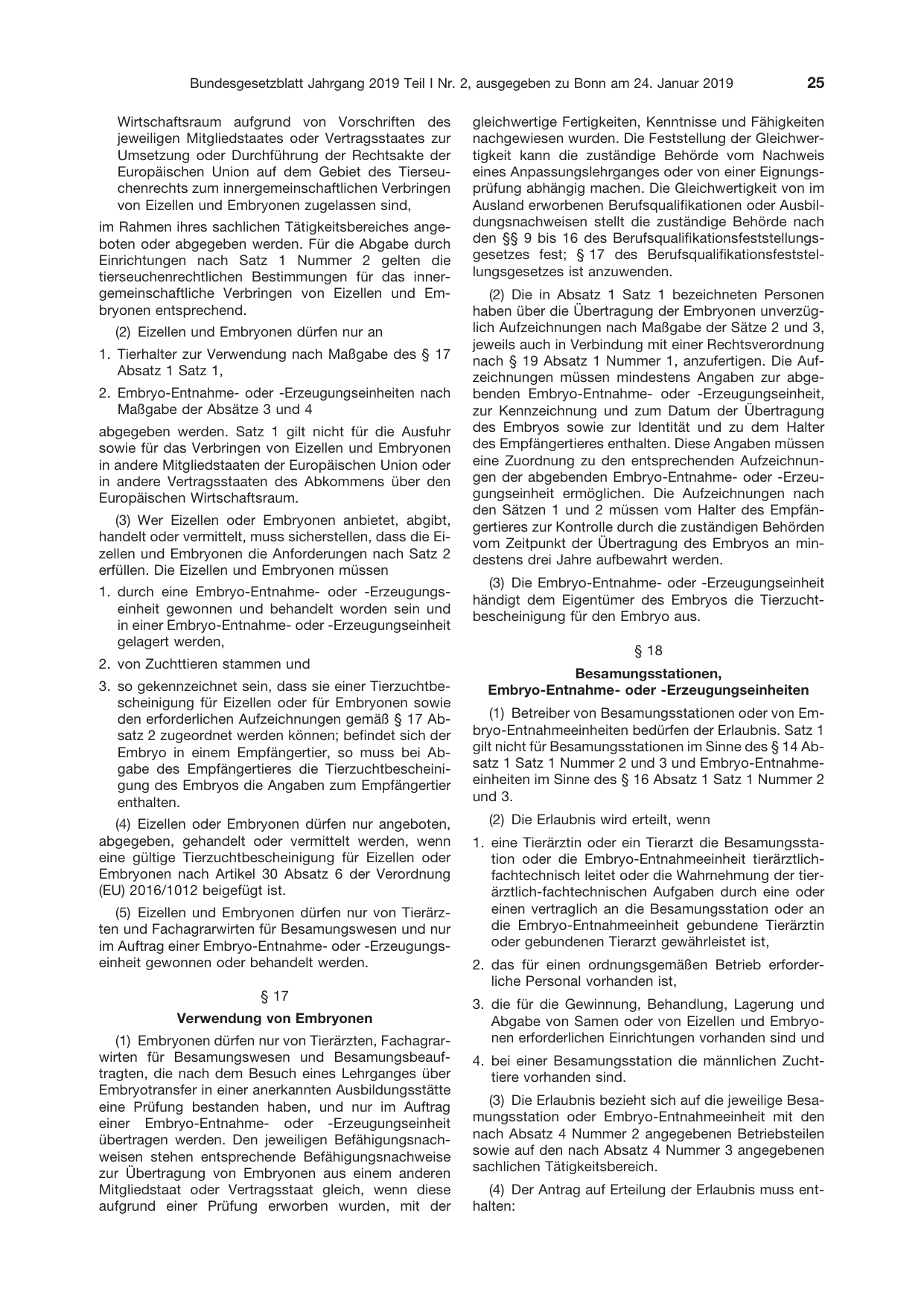 BGBl. 2019, Seite 25 — Originalseite als Abbildung