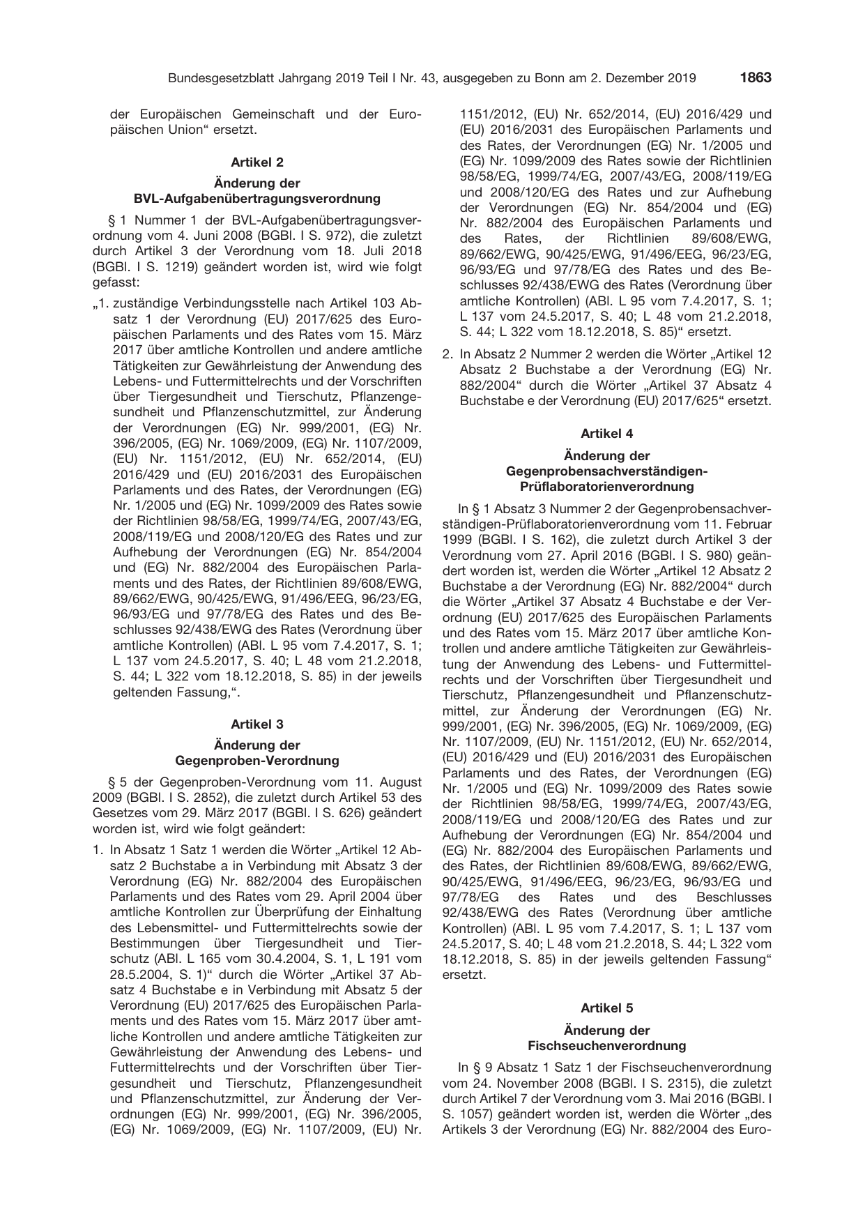 BGBl. 2019, Seite 1863 — Originalseite als Abbildung