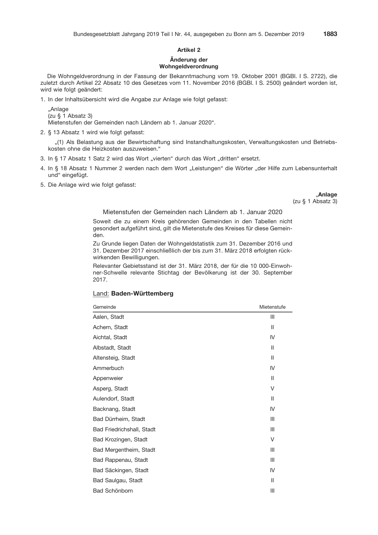 BGBl. 2019, Seite 1883 — Originalseite als Abbildung