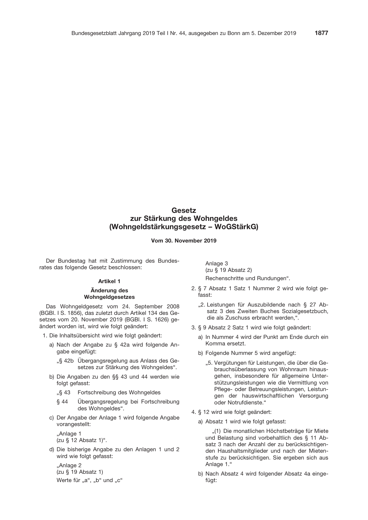 BGBl. 2019, Seite 1877 — Originalseite als Abbildung