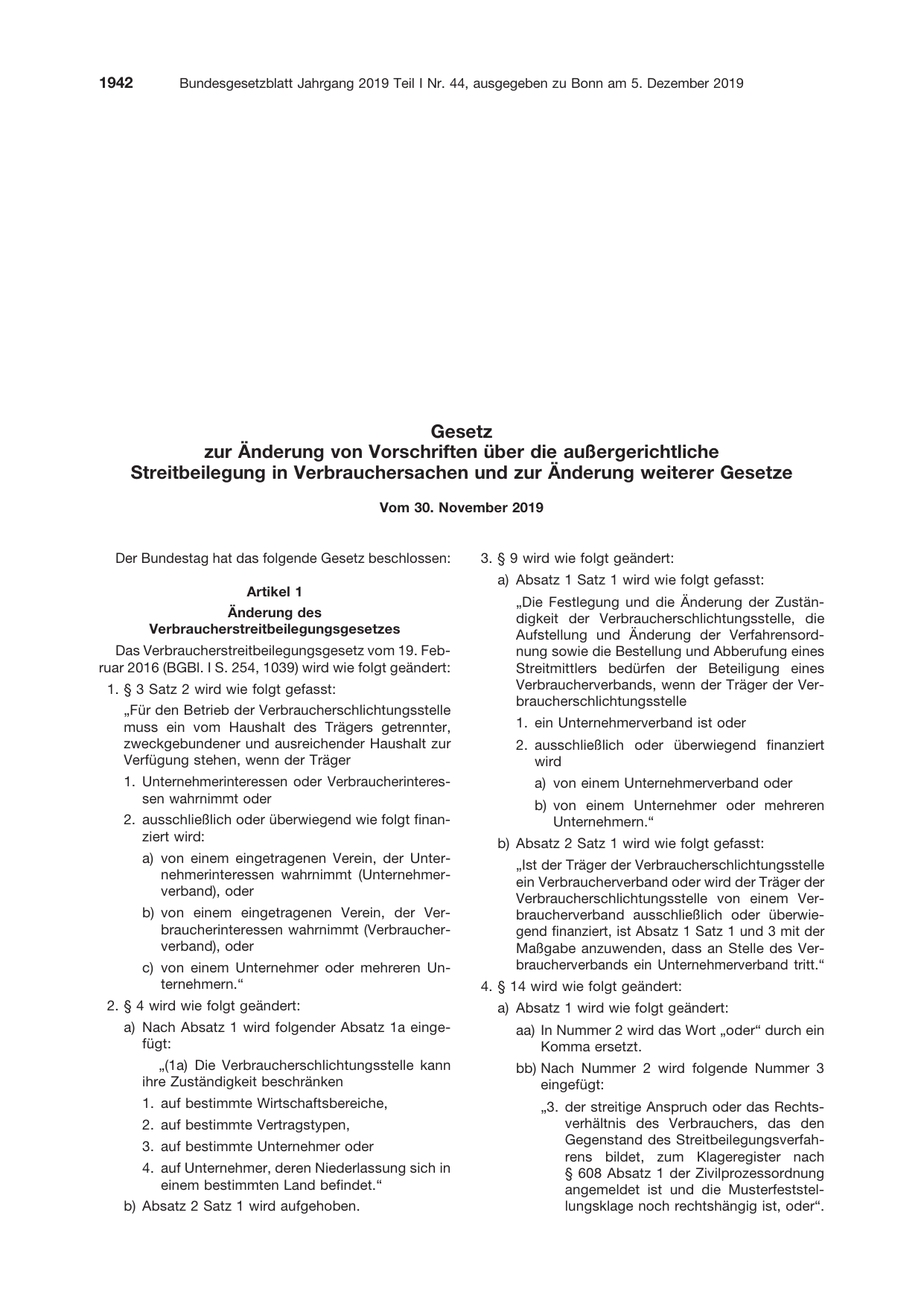 BGBl. 2019, Seite 1942 — Originalseite als Abbildung