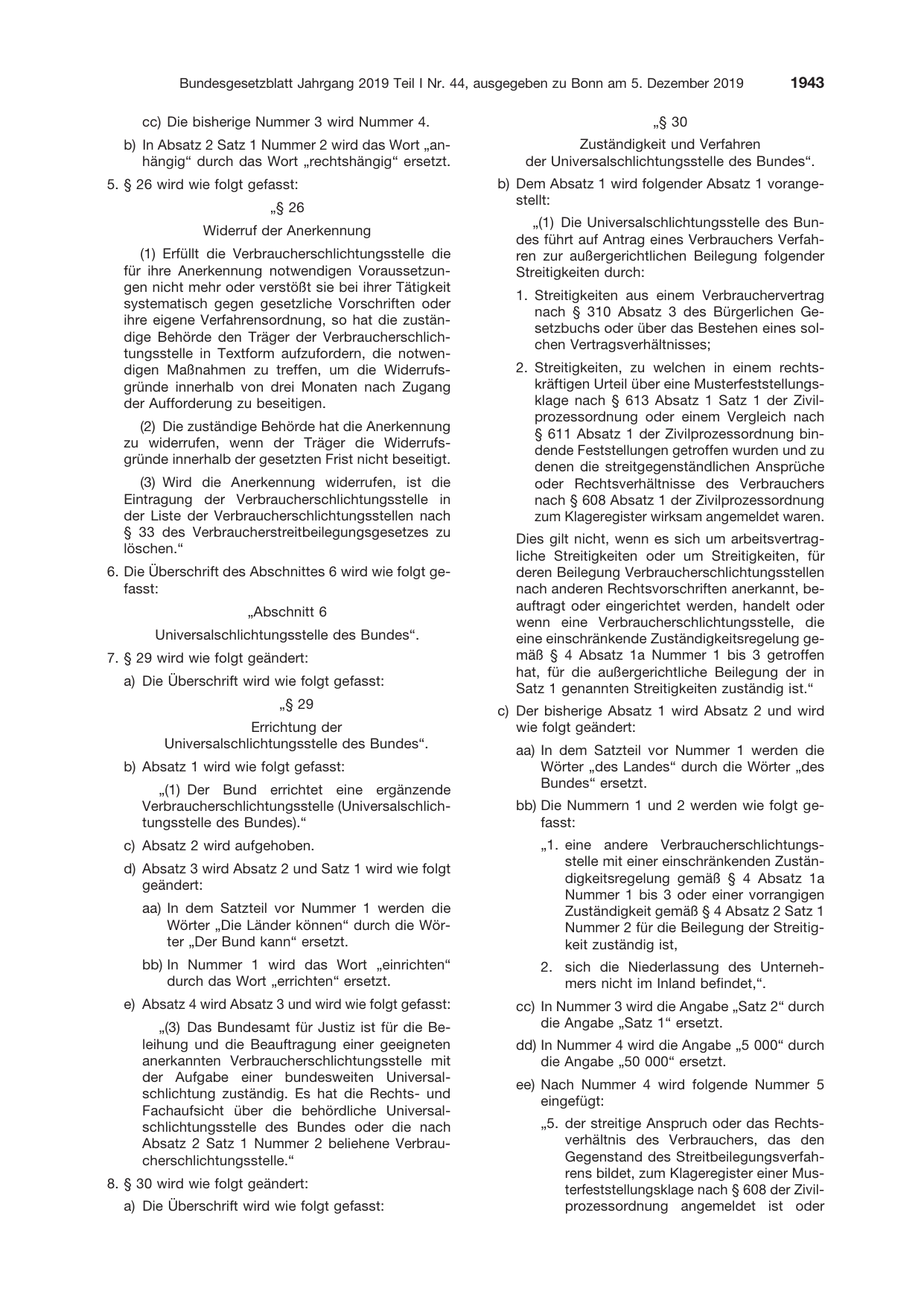 BGBl. 2019, Seite 1943 — Originalseite als Abbildung