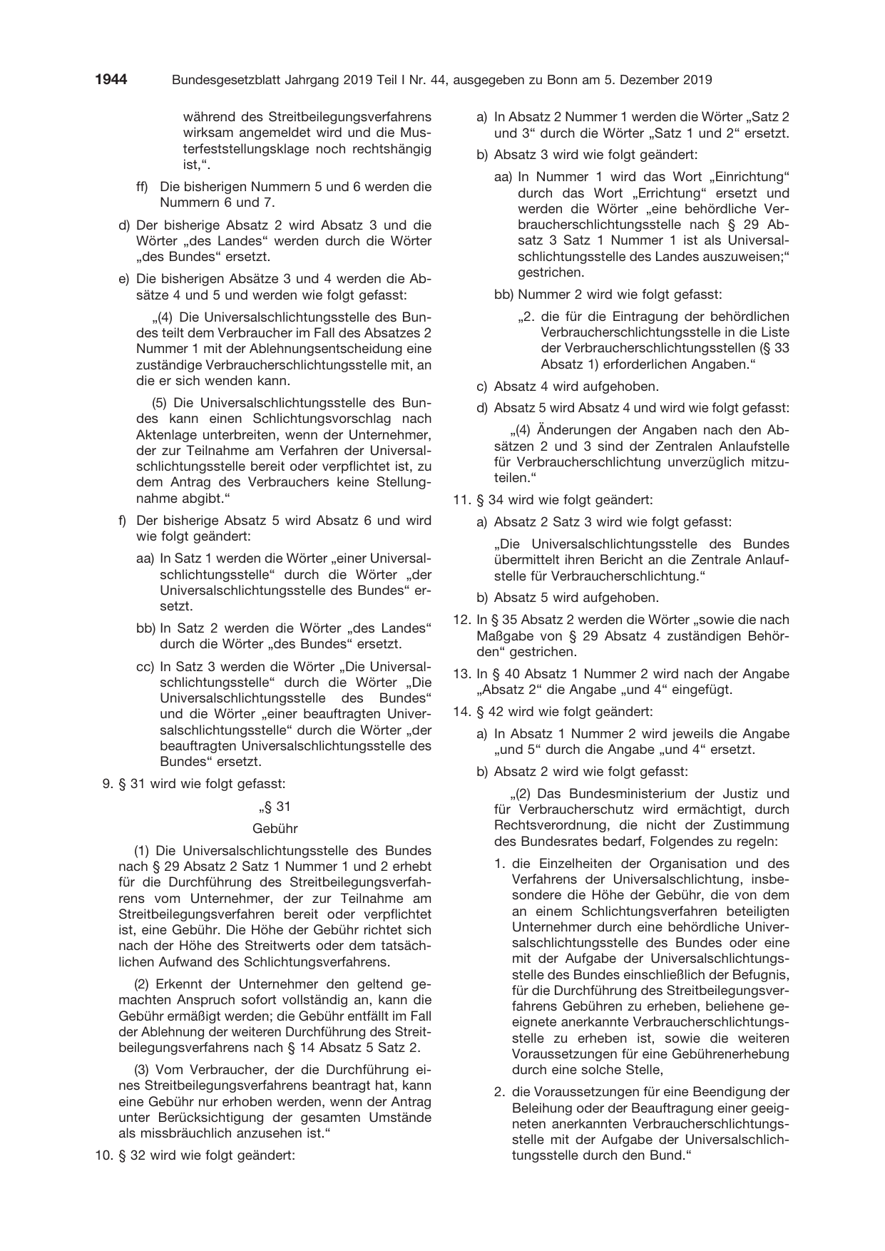 BGBl. 2019, Seite 1944 — Originalseite als Abbildung