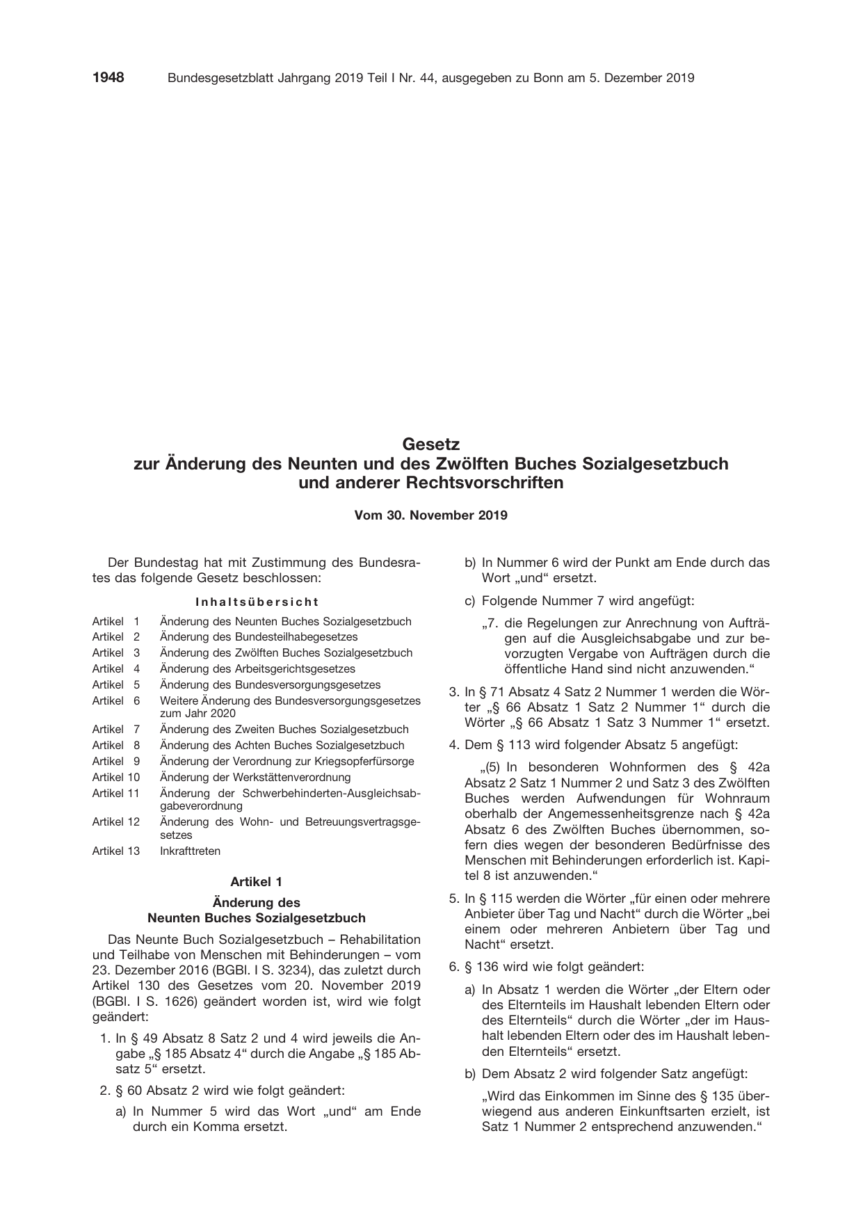 BGBl. 2019, Seite 1948 — Originalseite als Abbildung