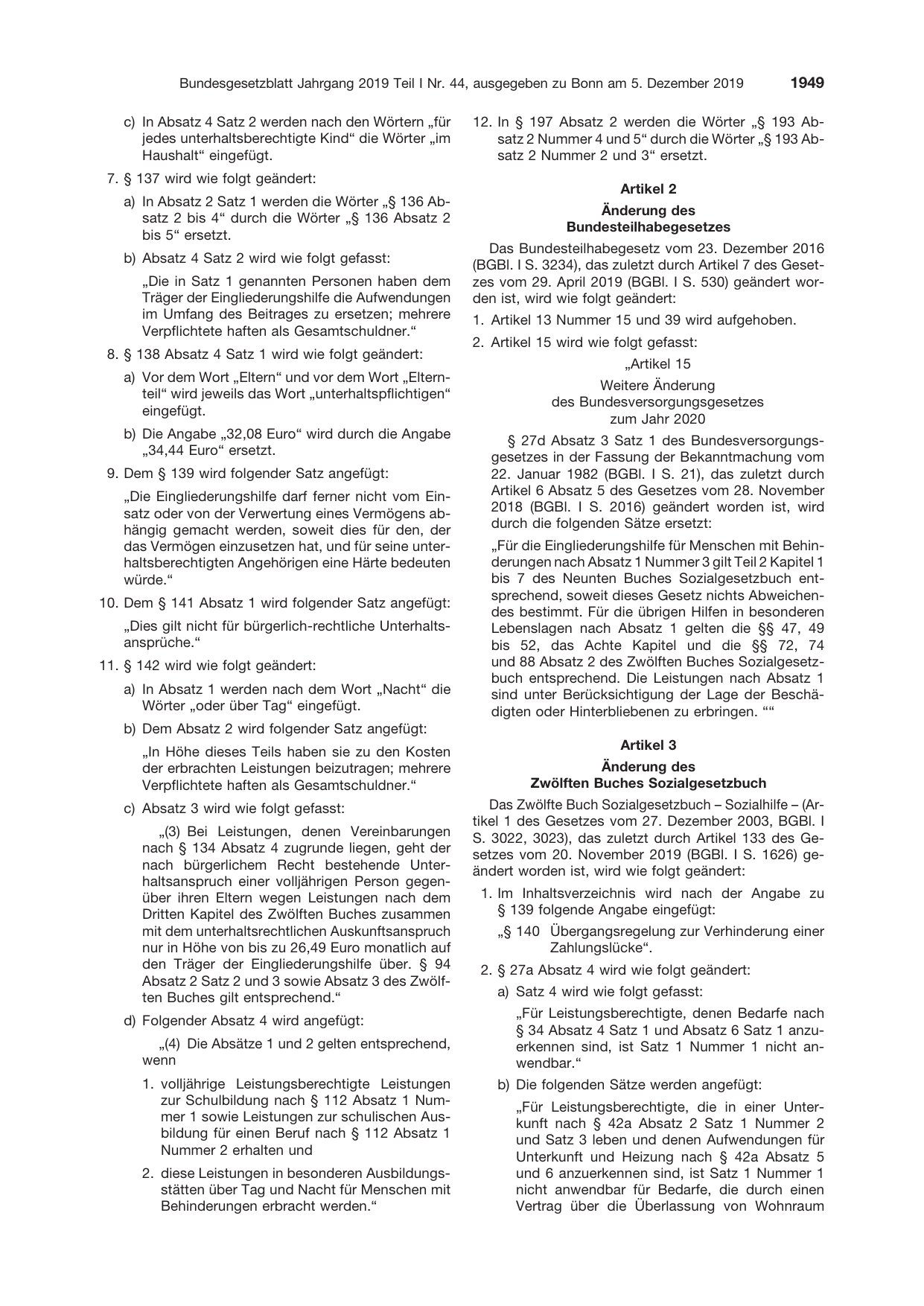 BGBl. 2019, Seite 1949 — Originalseite als Abbildung