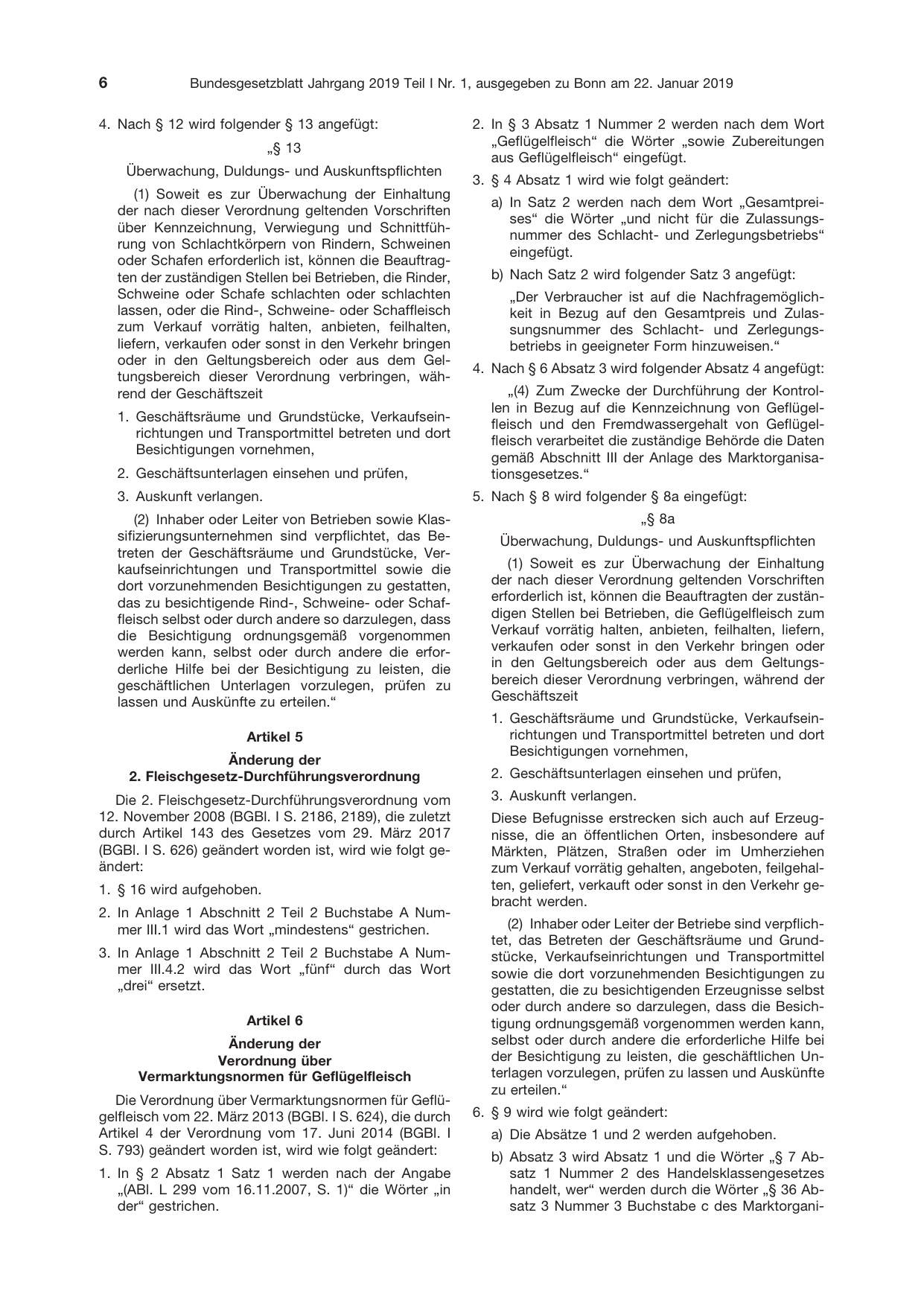 BGBl. 2019, Seite 6 — Originalseite als Abbildung