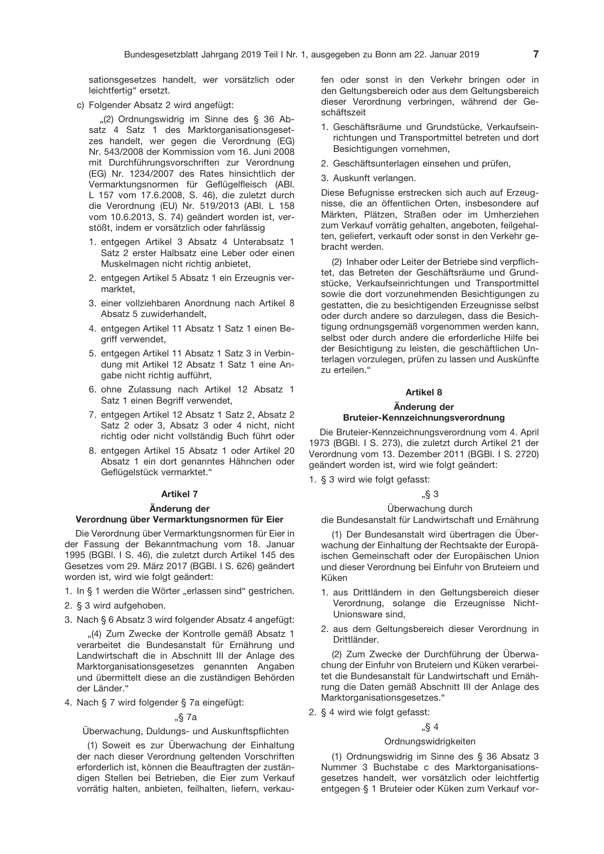 BGBl. 2019, Seite 7 — Originalseite als Abbildung