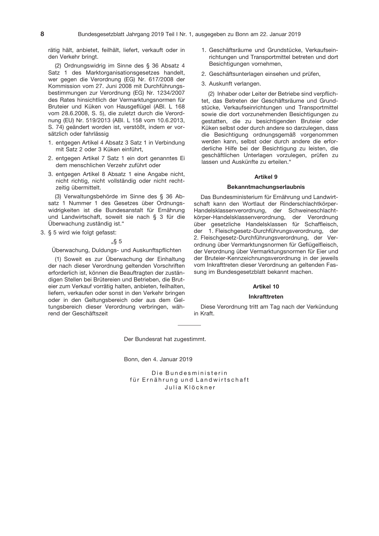 BGBl. 2019, Seite 8 — Originalseite als Abbildung