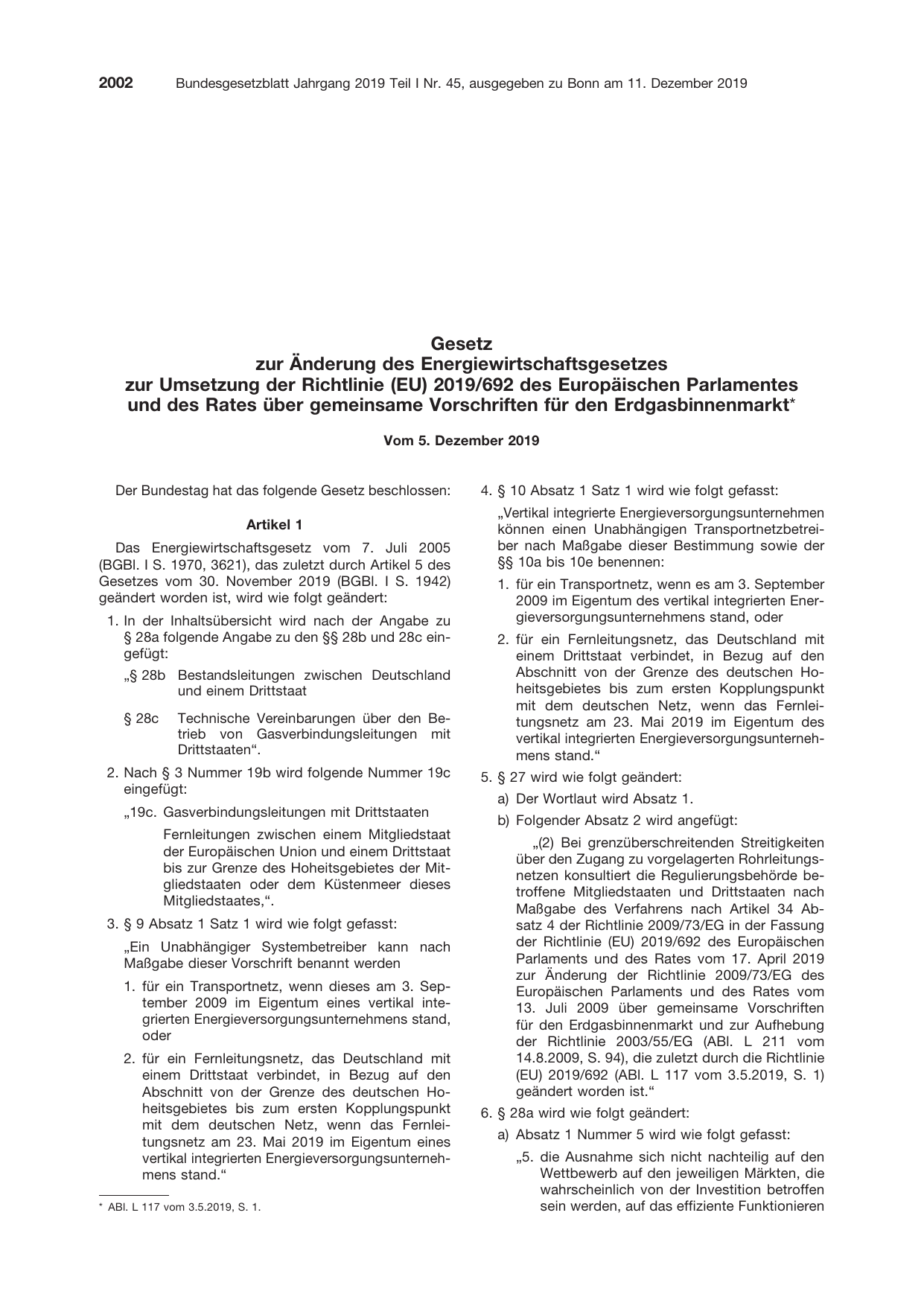 BGBl. 2019, Seite 2002 — Originalseite als Abbildung