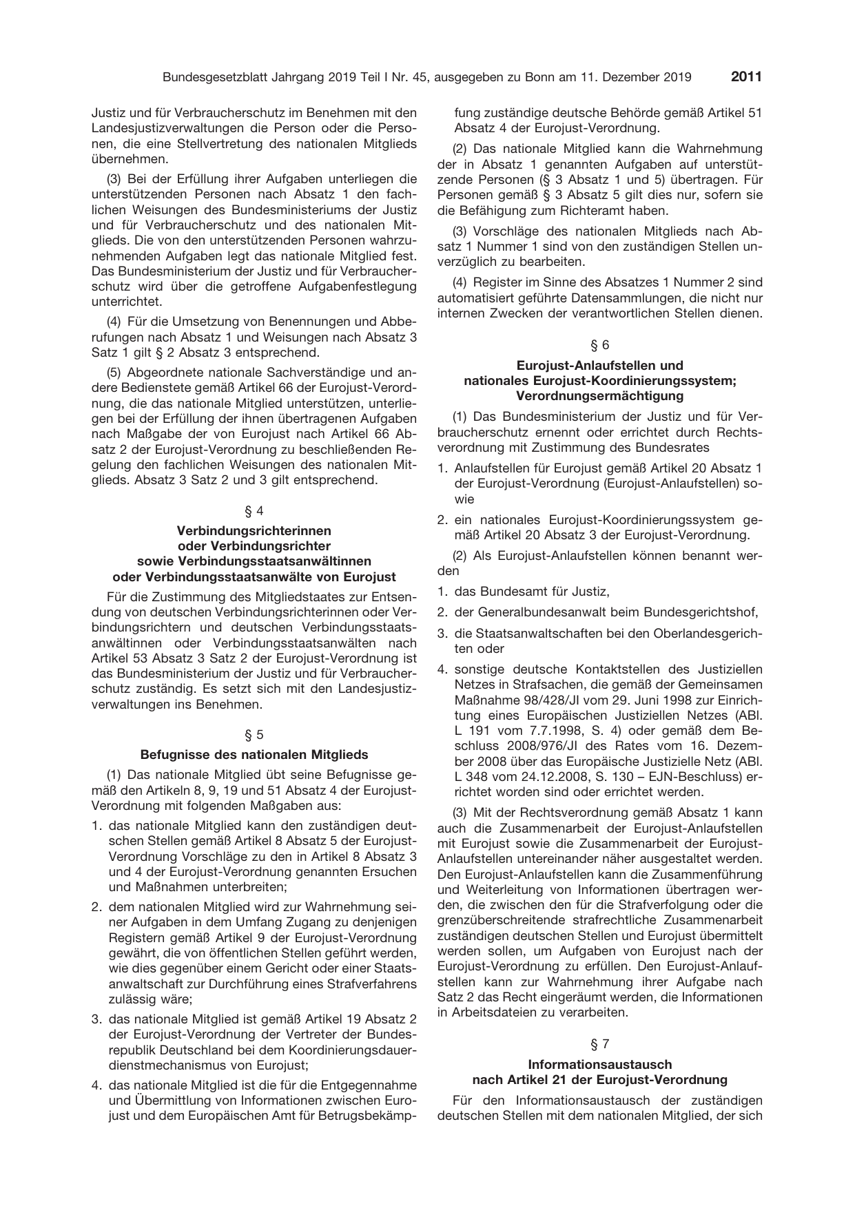 BGBl. 2019, Seite 2011 — Originalseite als Abbildung