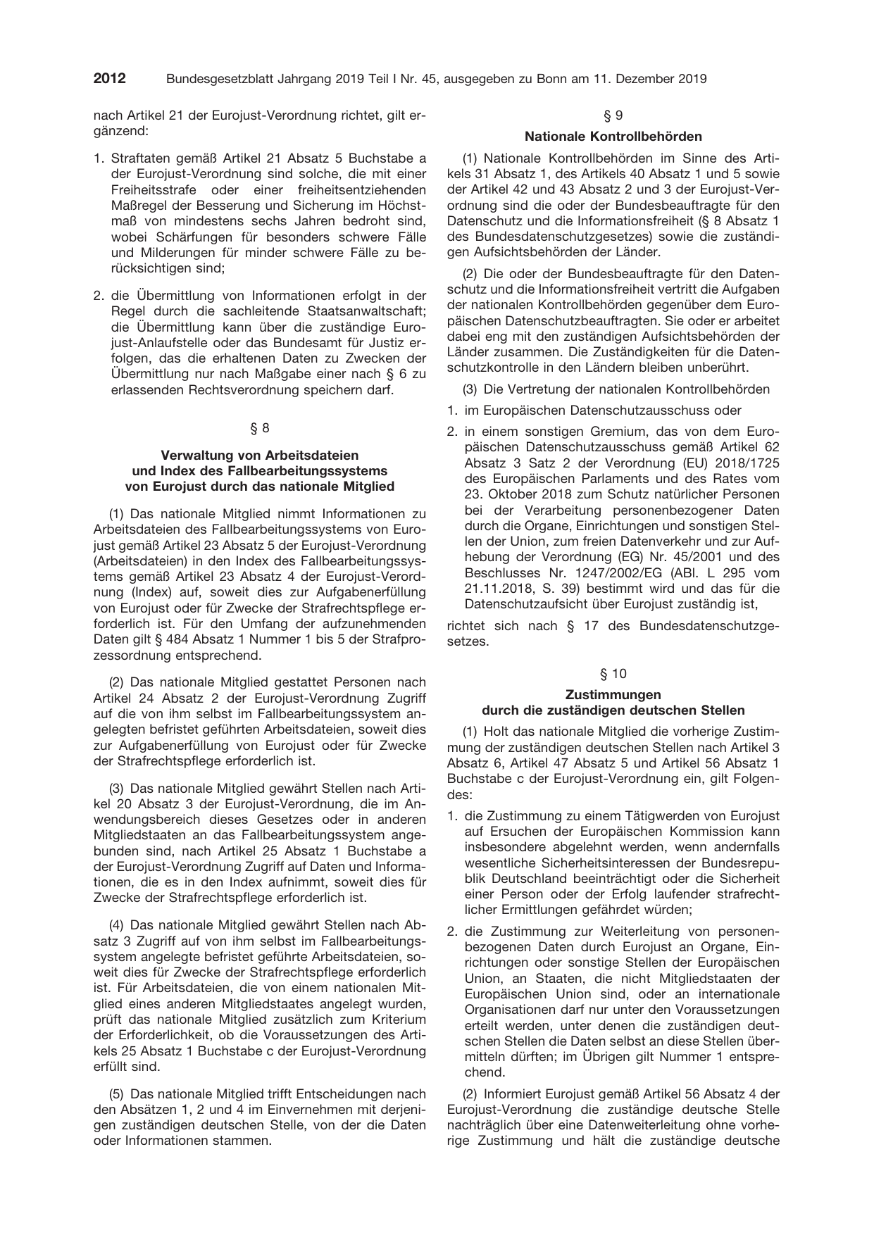 BGBl. 2019, Seite 2012 — Originalseite als Abbildung