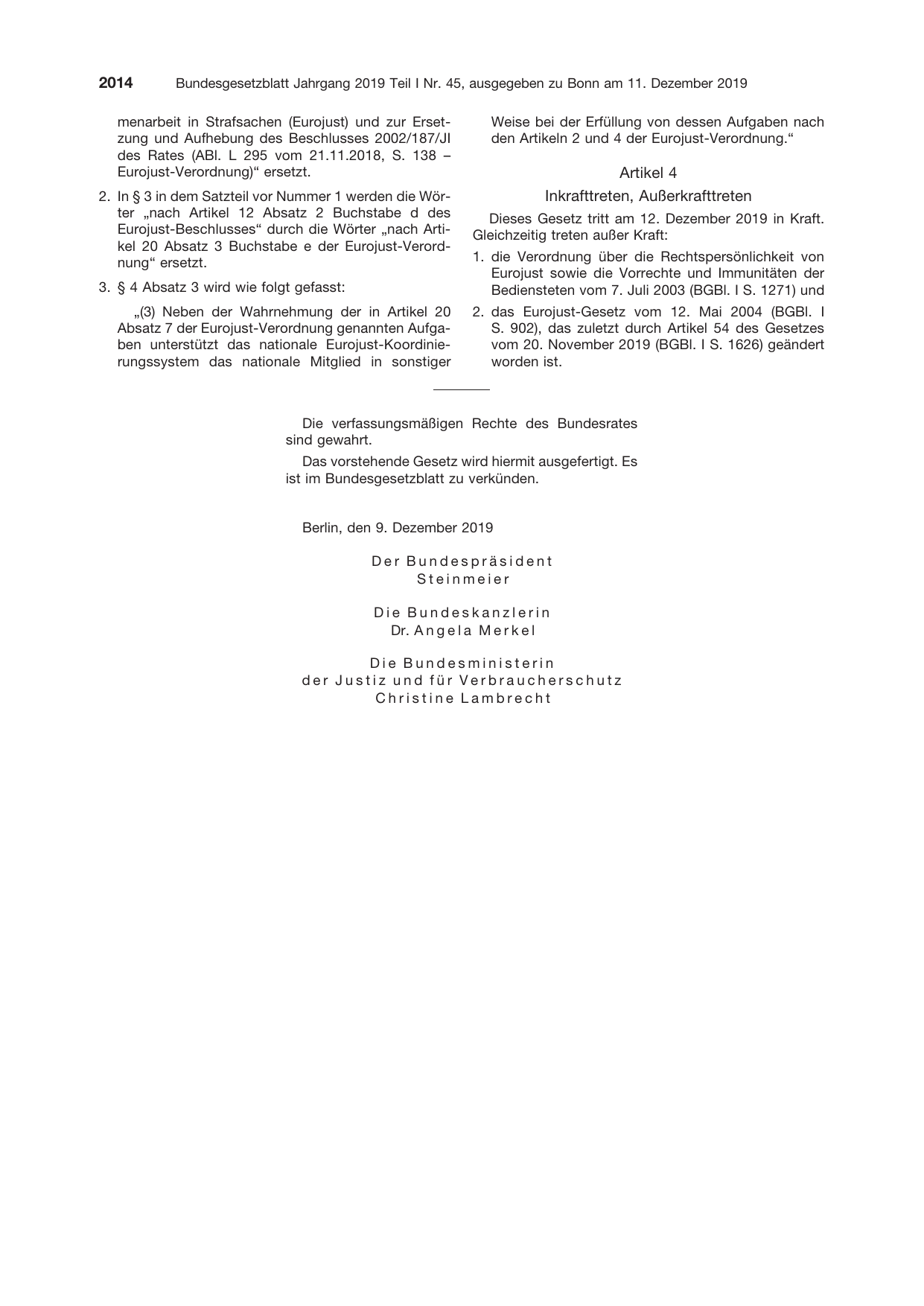 BGBl. 2019, Seite 2014 — Originalseite als Abbildung