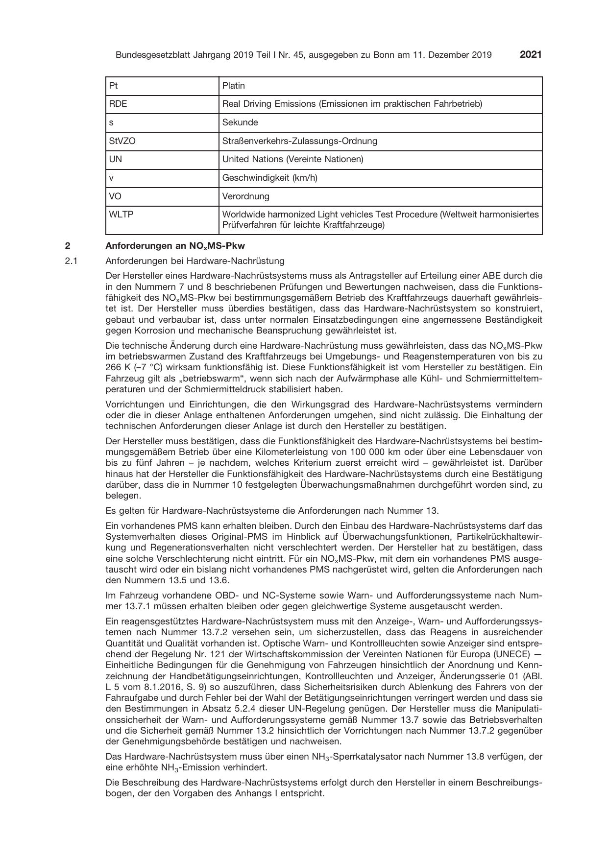 BGBl. 2019, Seite 2021 — Originalseite als Abbildung