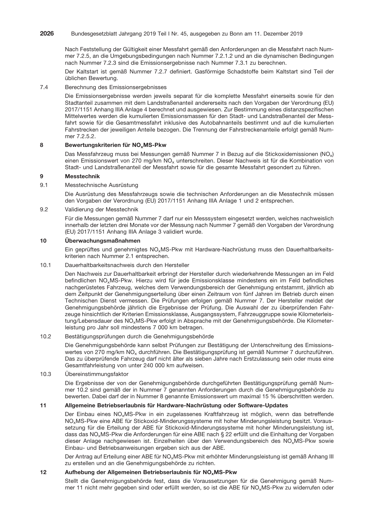 BGBl. 2019, Seite 2026 — Originalseite als Abbildung
