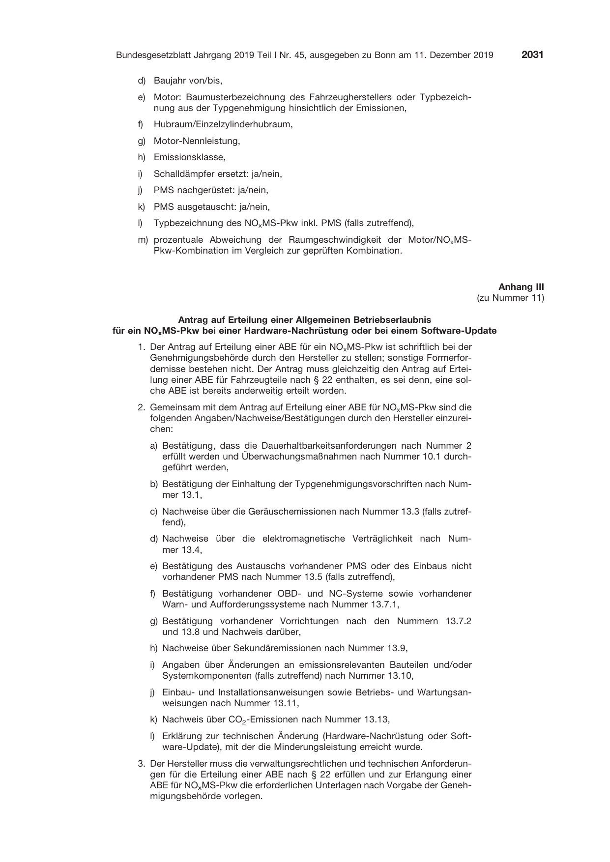 BGBl. 2019, Seite 2031 — Originalseite als Abbildung