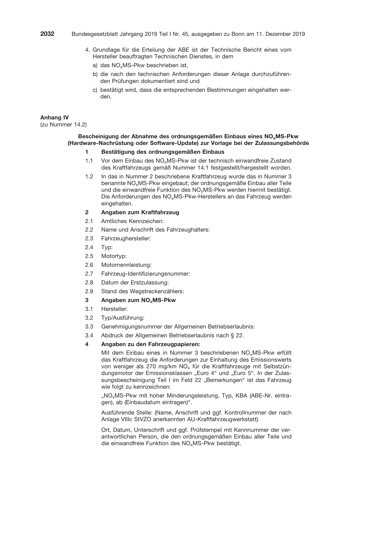 BGBl. 2019, Seite 2032 — Originalseite als Abbildung