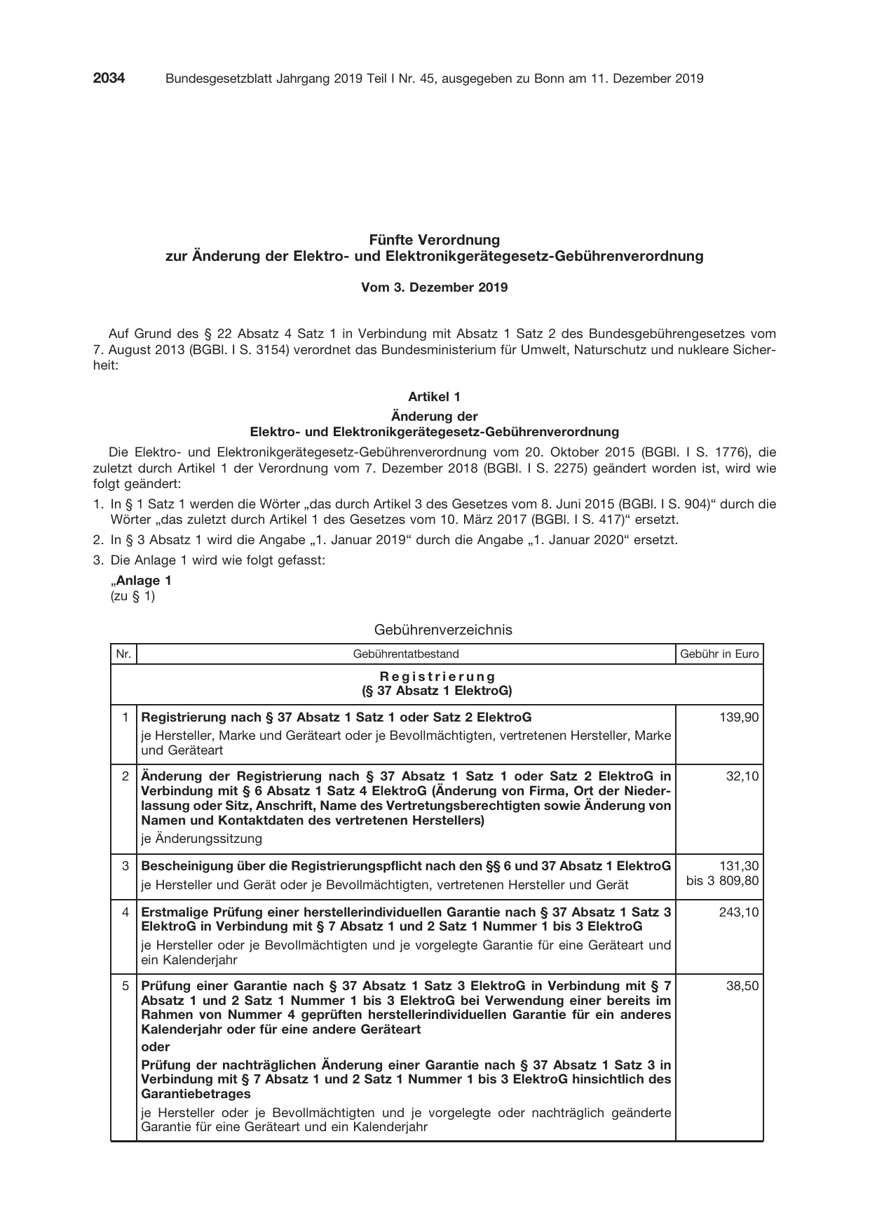 BGBl. 2019, Seite 2034 — Originalseite als Abbildung
