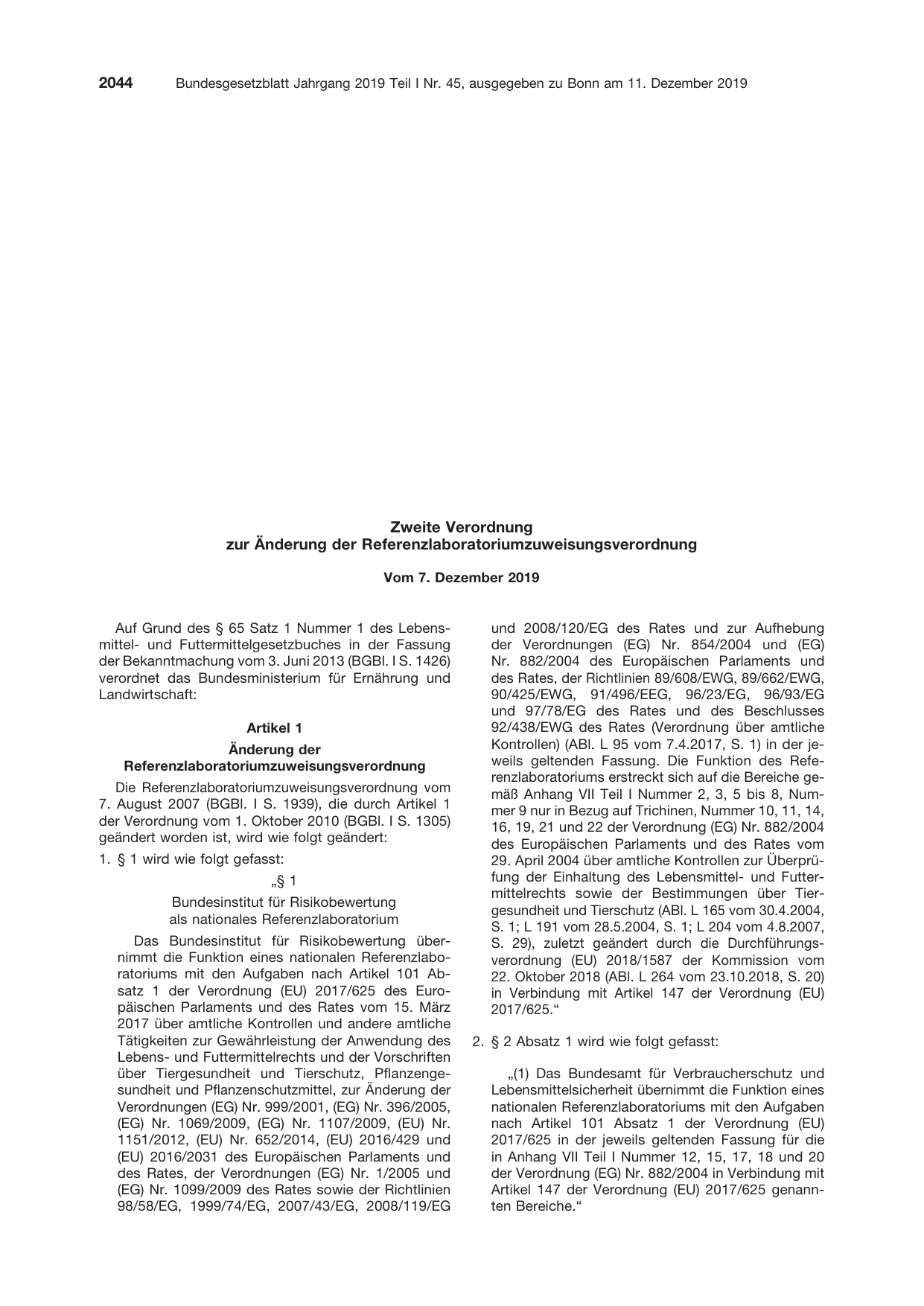 BGBl. 2019, Seite 2044 — Originalseite als Abbildung