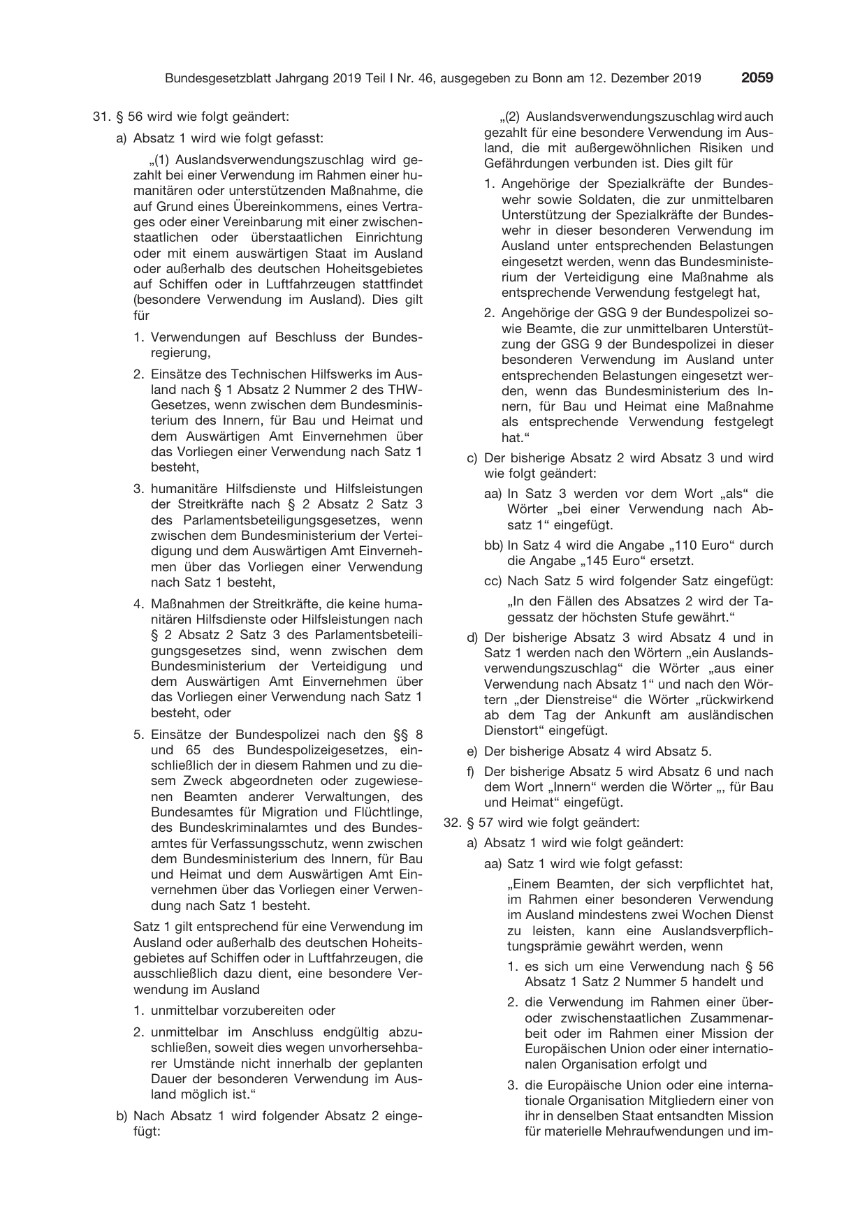 BGBl. 2019, Seite 2059 — Originalseite als Abbildung