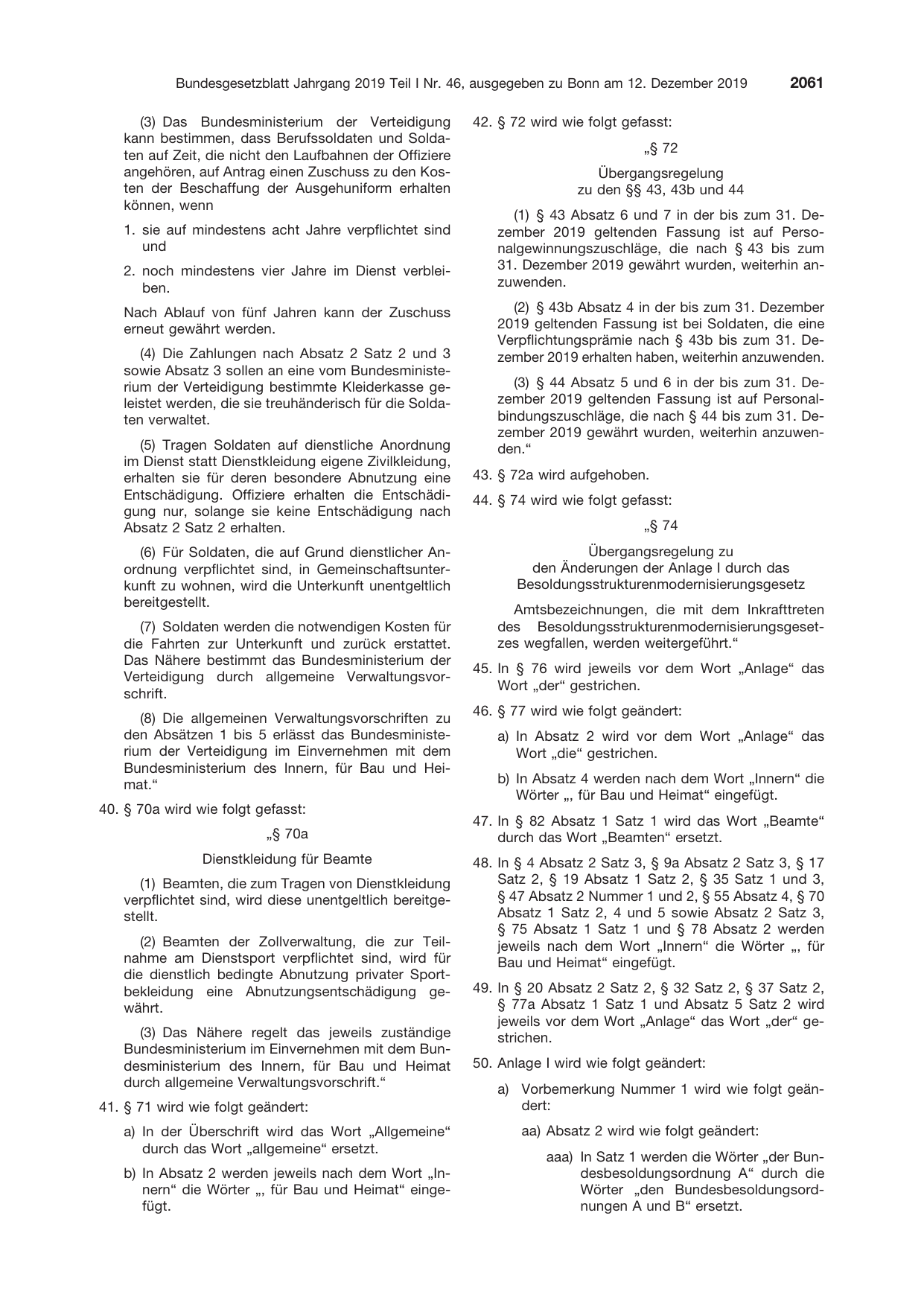 BGBl. 2019, Seite 2061 — Originalseite als Abbildung