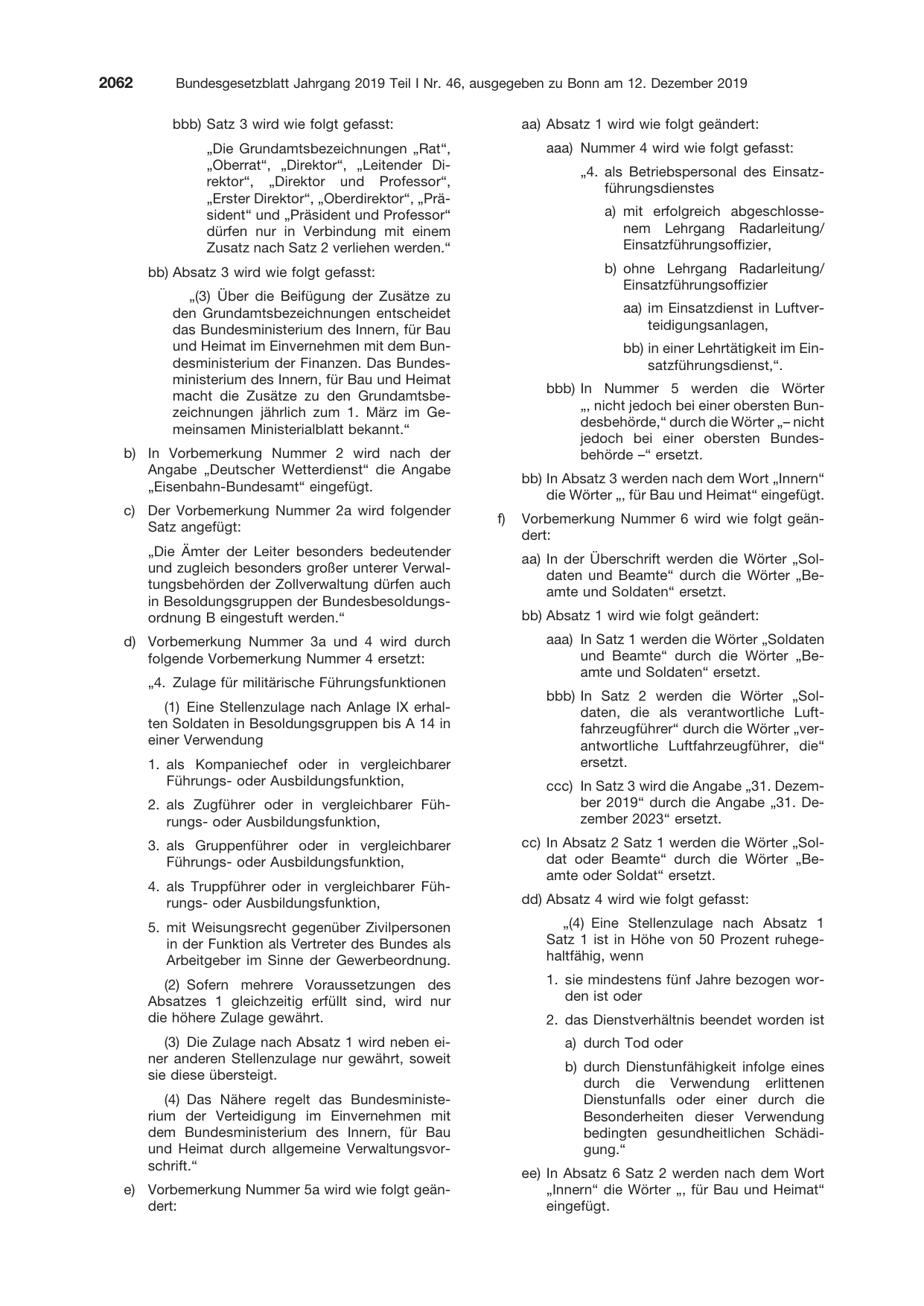 BGBl. 2019, Seite 2062 — Originalseite als Abbildung