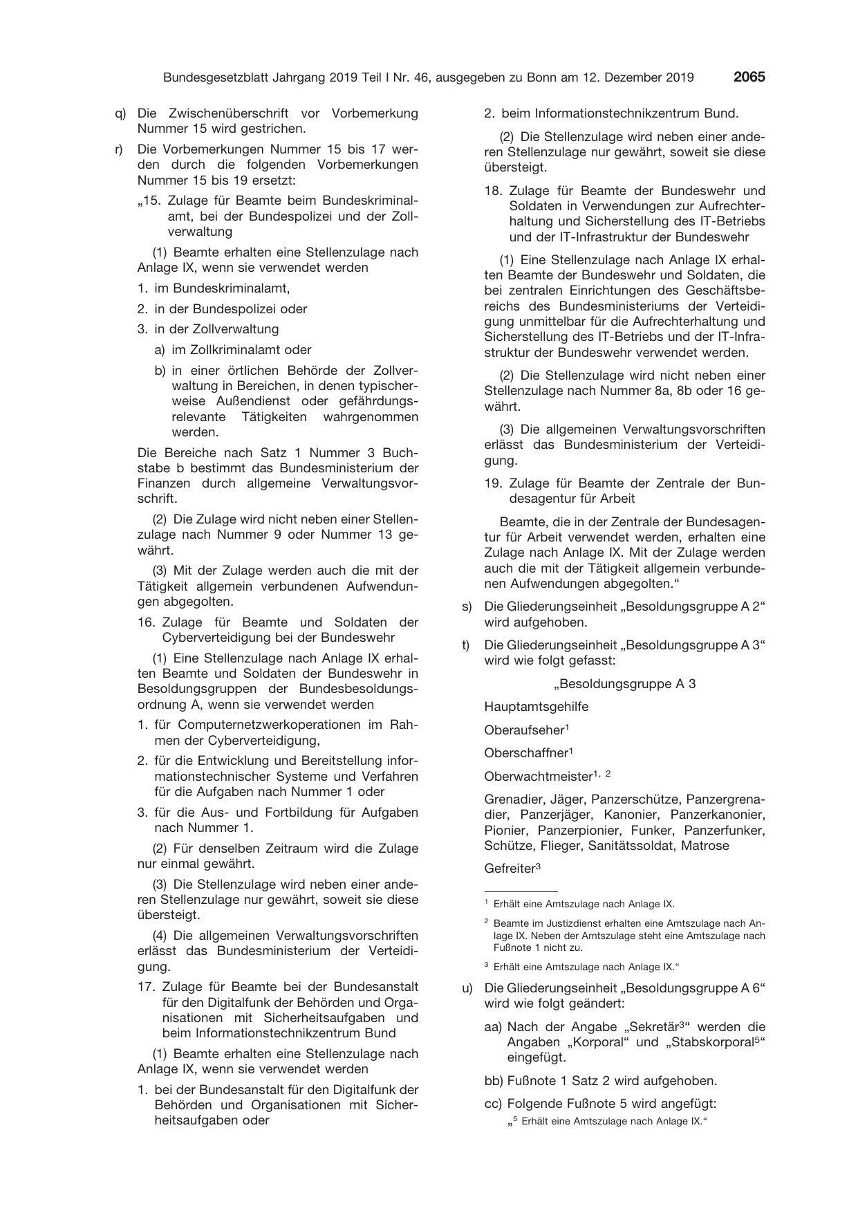 BGBl. 2019, Seite 2065 — Originalseite als Abbildung