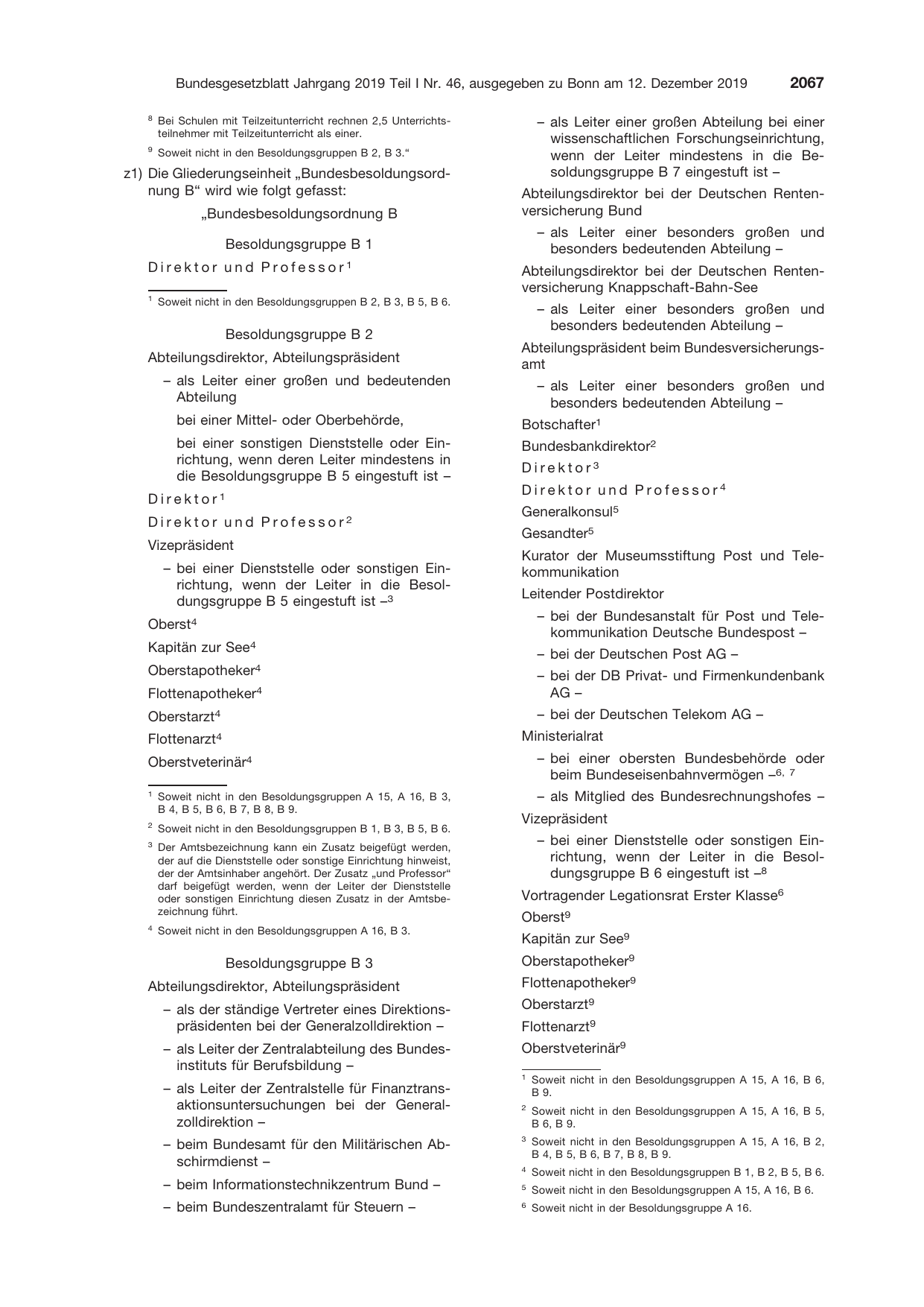 BGBl. 2019, Seite 2067 — Originalseite als Abbildung