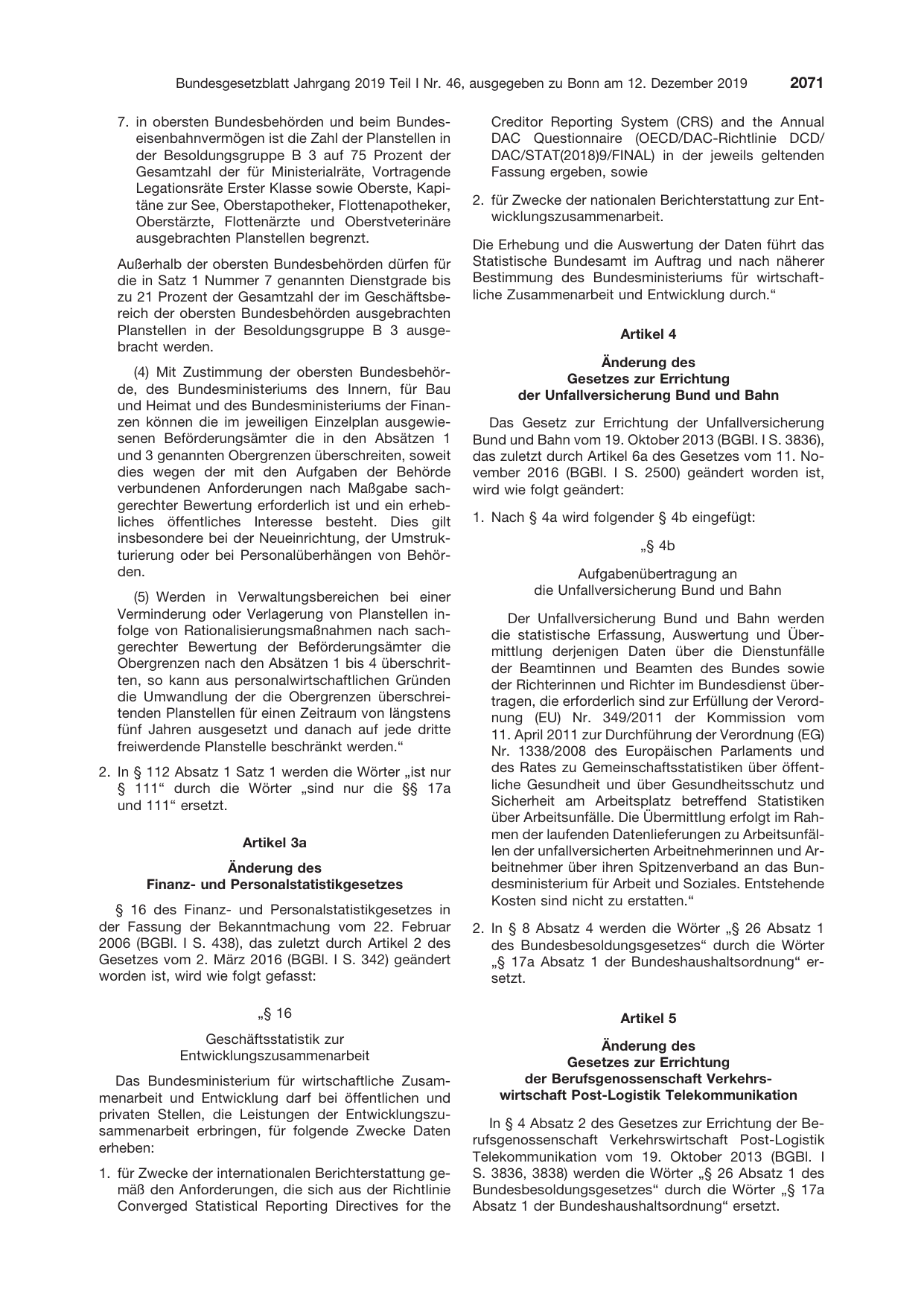 BGBl. 2019, Seite 2071 — Originalseite als Abbildung