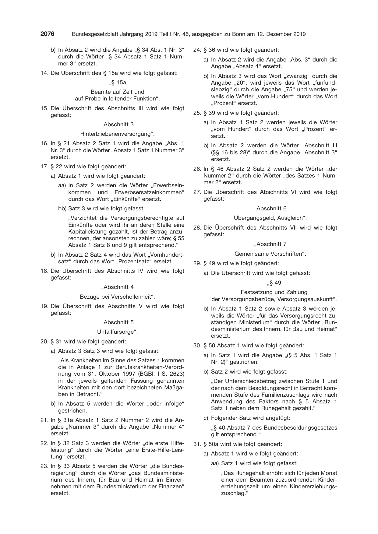 BGBl. 2019, Seite 2076 — Originalseite als Abbildung