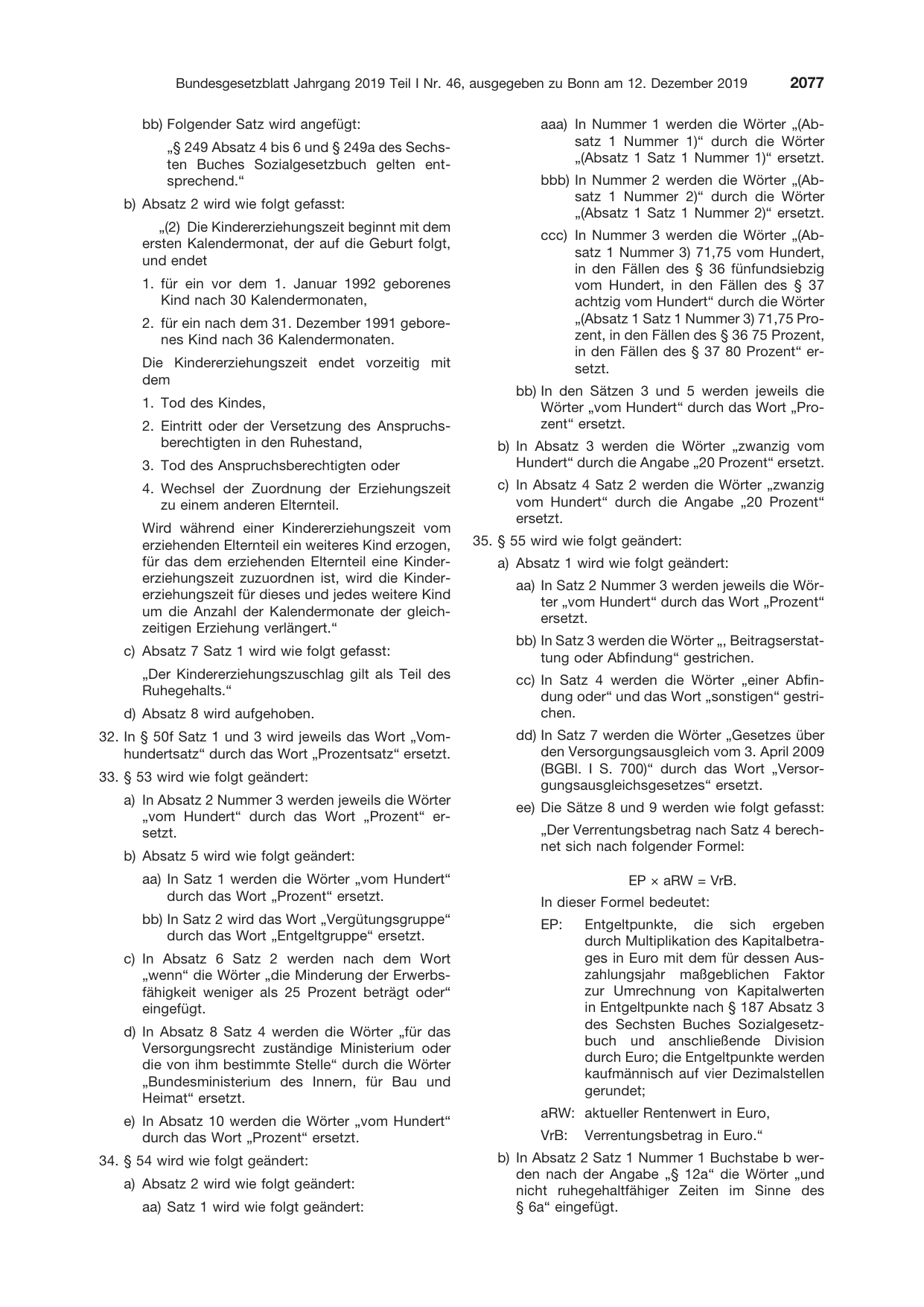 BGBl. 2019, Seite 2077 — Originalseite als Abbildung