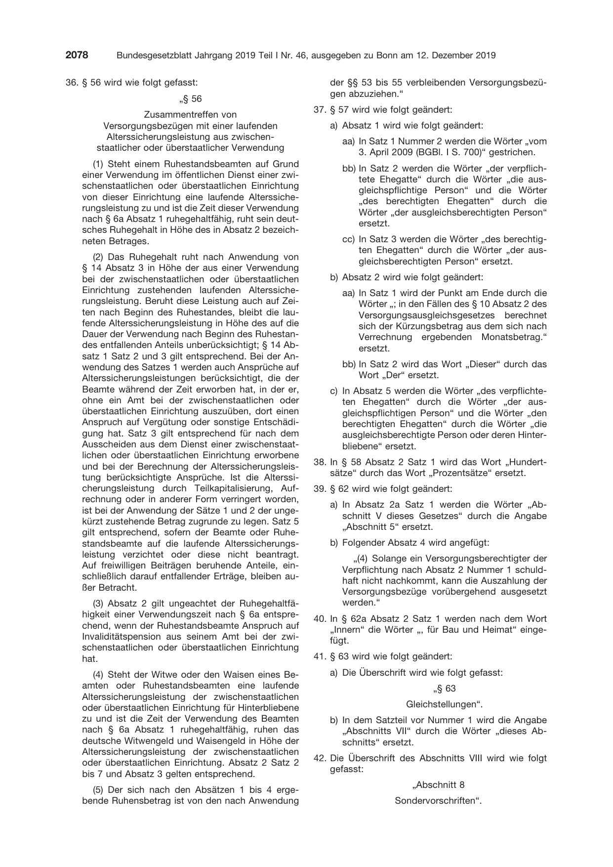 BGBl. 2019, Seite 2078 — Originalseite als Abbildung