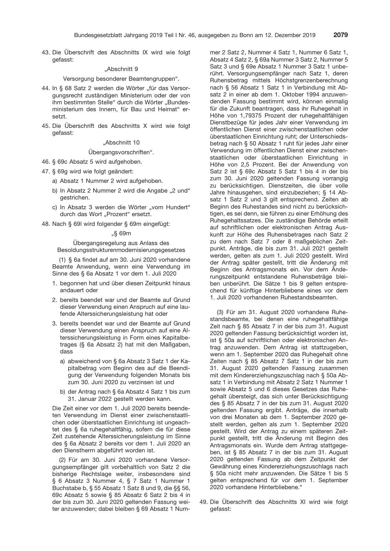 BGBl. 2019, Seite 2079 — Originalseite als Abbildung