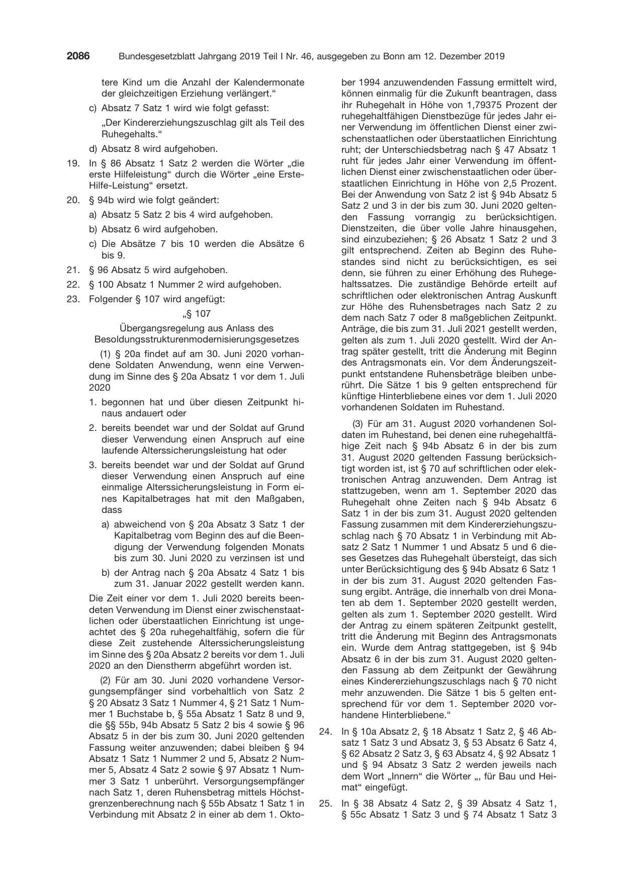 BGBl. 2019, Seite 2086 — Originalseite als Abbildung