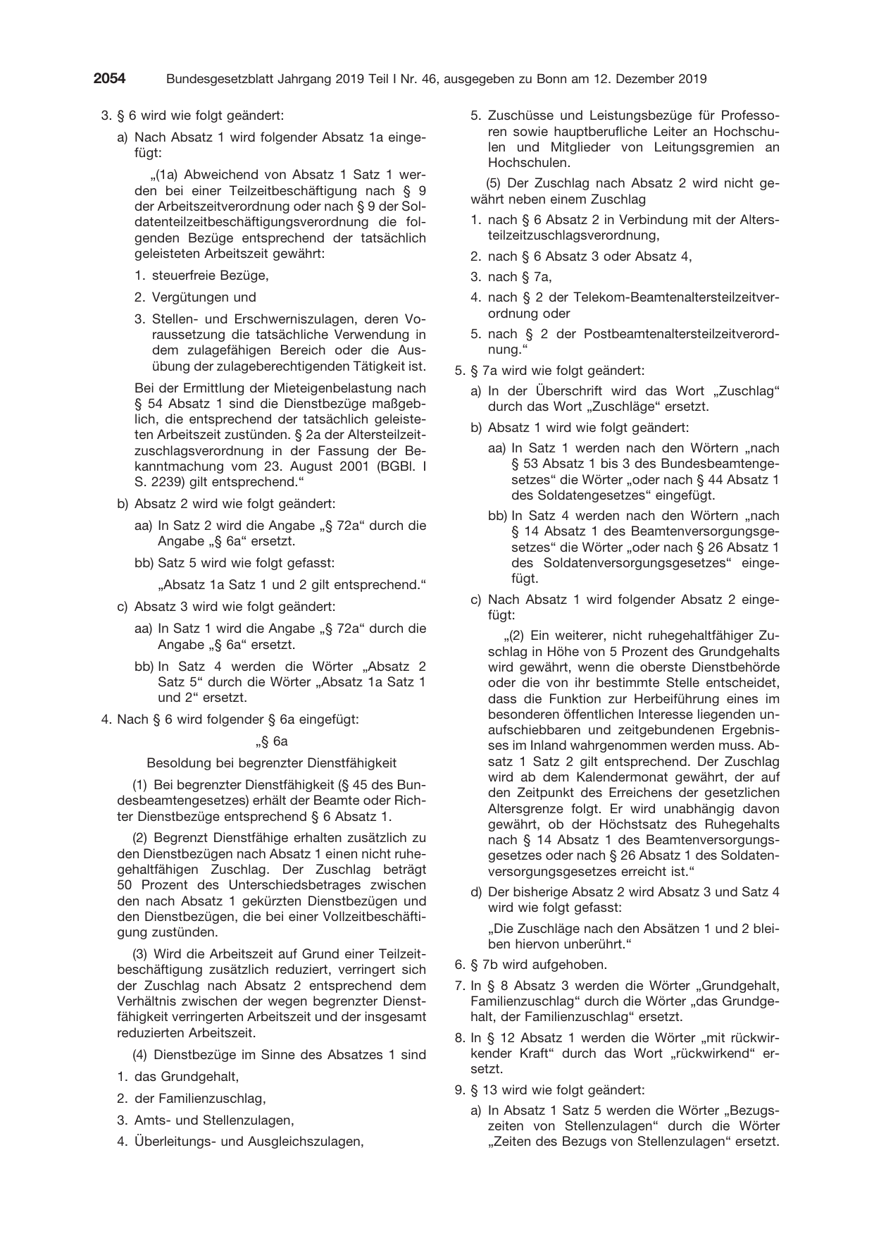 BGBl. 2019, Seite 2054 — Originalseite als Abbildung