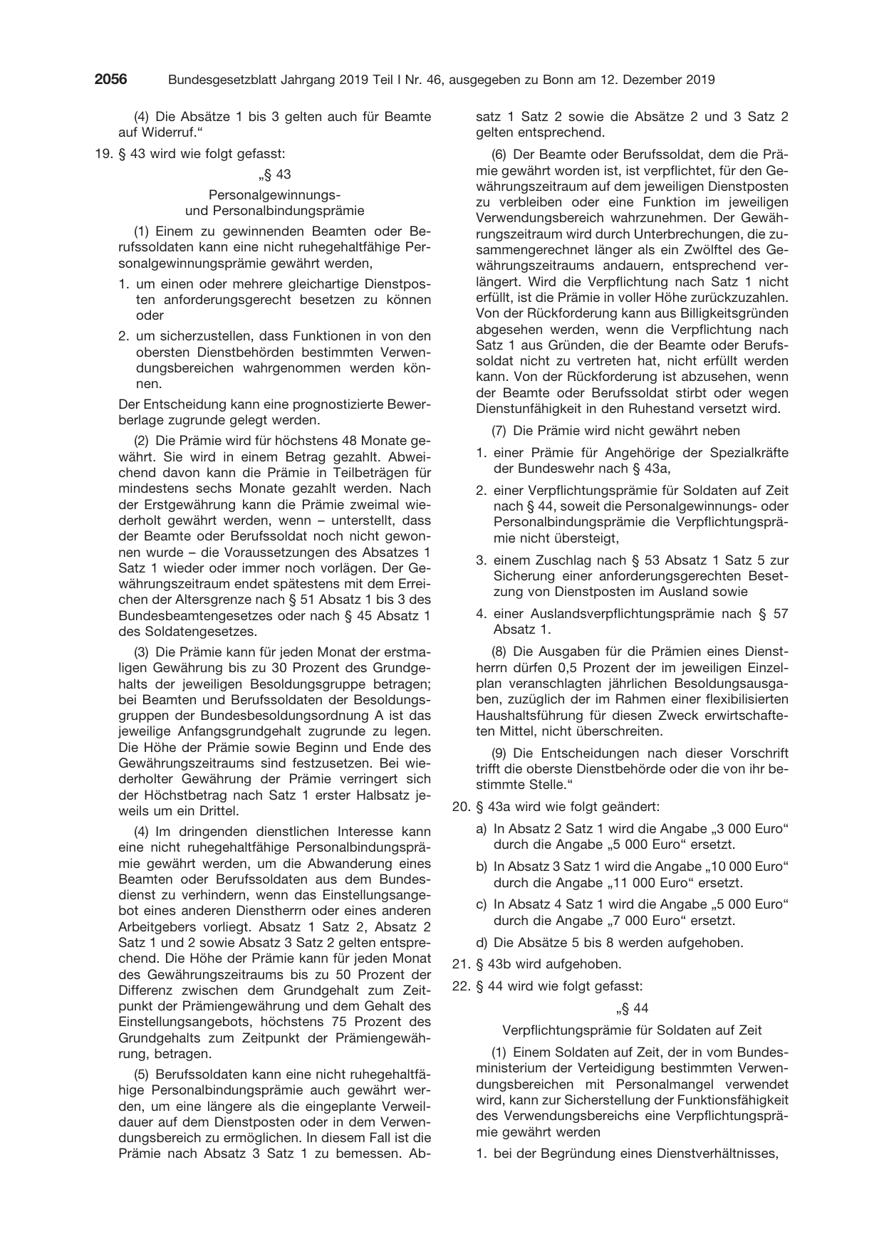 BGBl. 2019, Seite 2056 — Originalseite als Abbildung