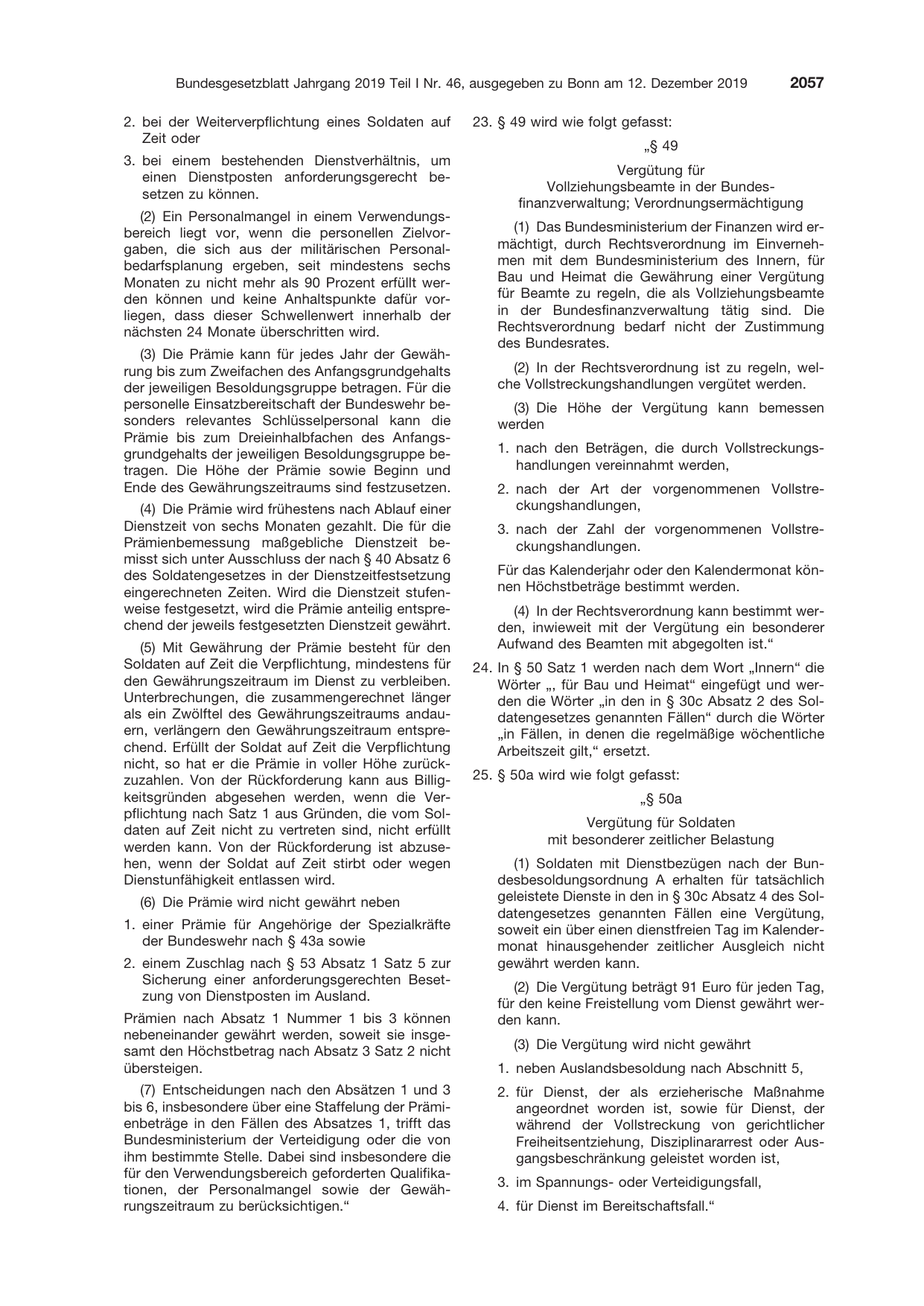 BGBl. 2019, Seite 2057 — Originalseite als Abbildung