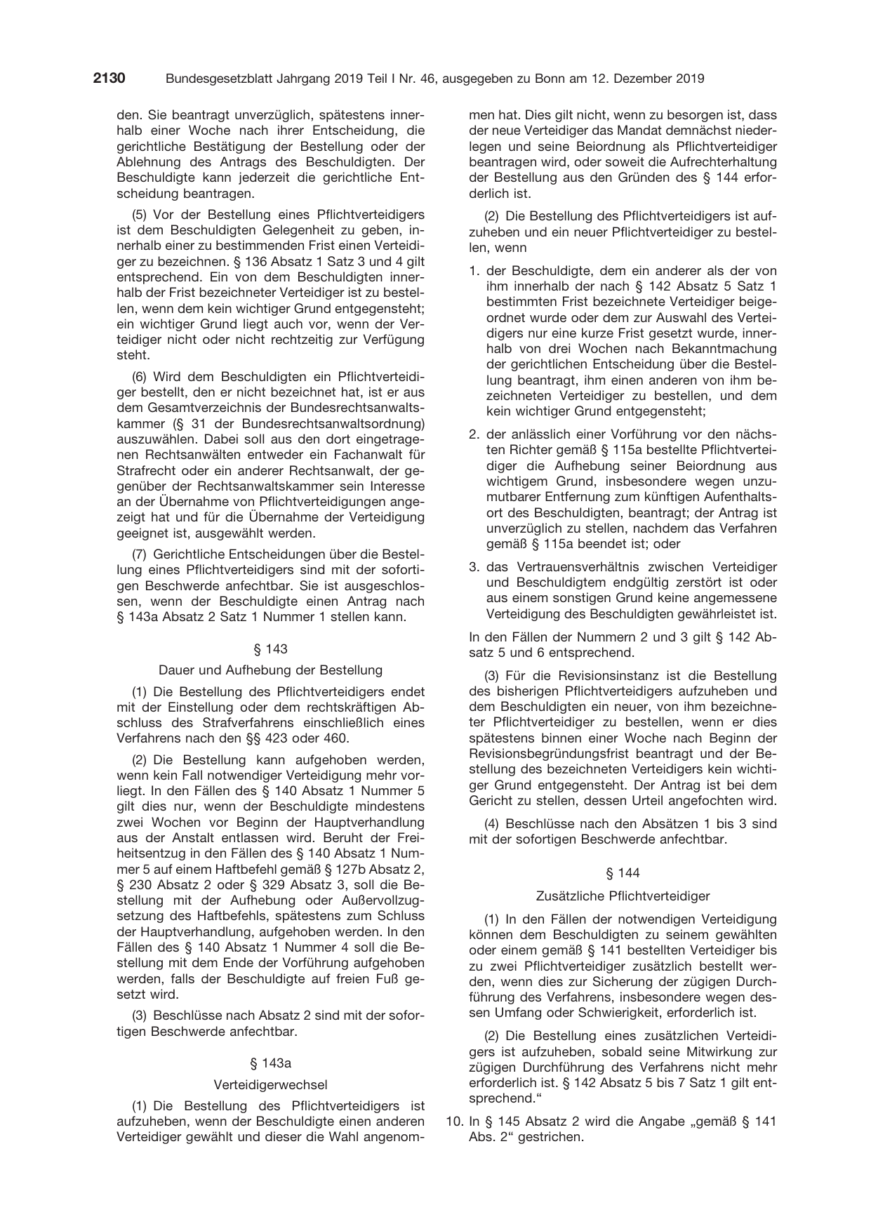 BGBl. 2019, Seite 2130 — Originalseite als Abbildung