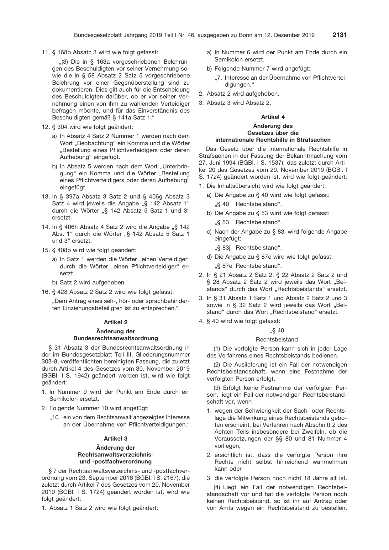 BGBl. 2019, Seite 2131 — Originalseite als Abbildung