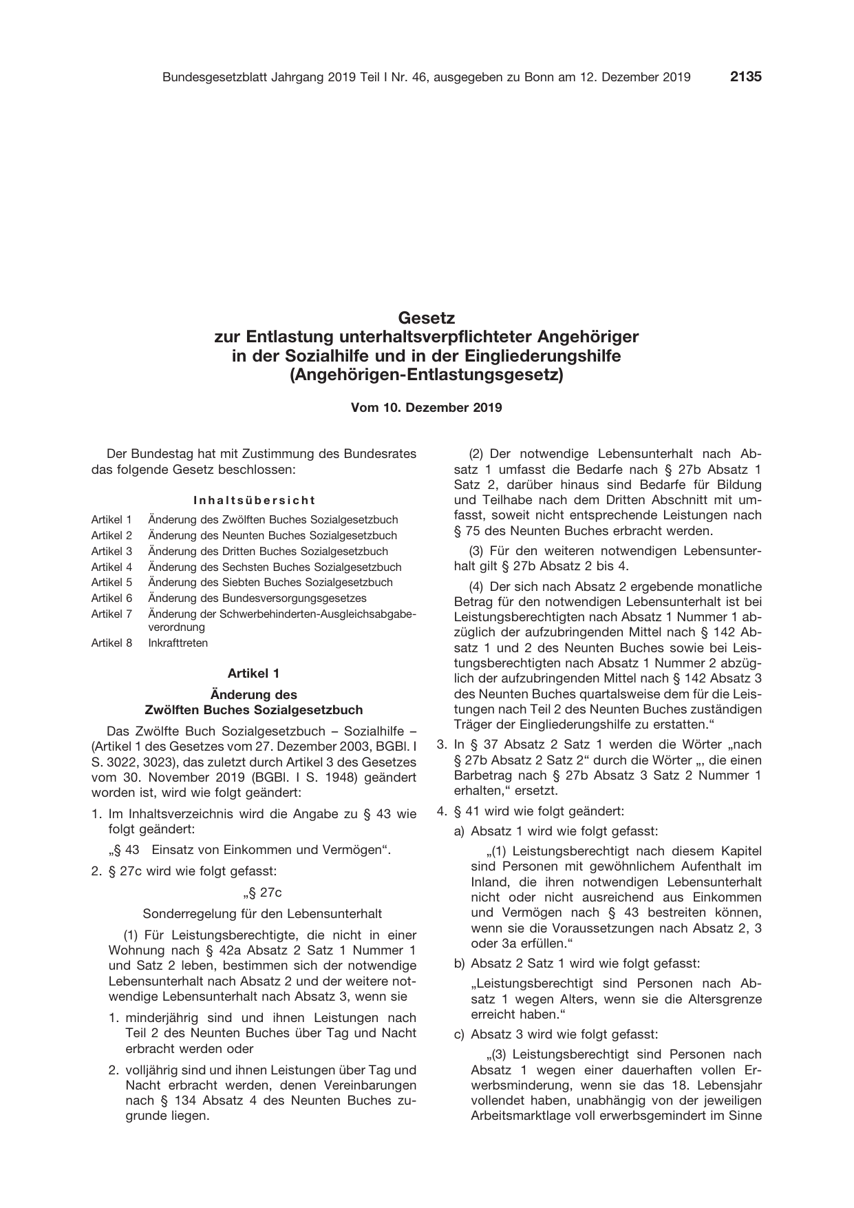 BGBl. 2019, Seite 2135 — Originalseite als Abbildung