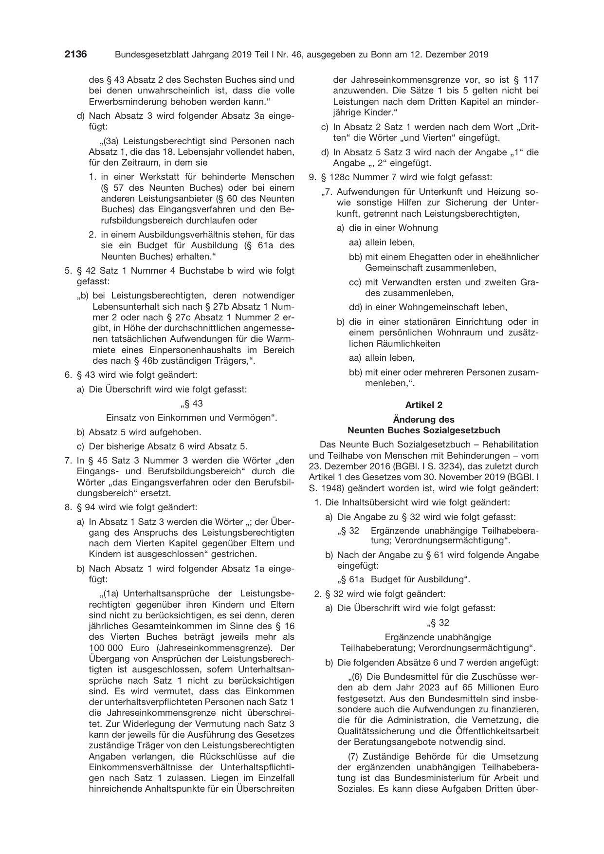 BGBl. 2019, Seite 2136 — Originalseite als Abbildung