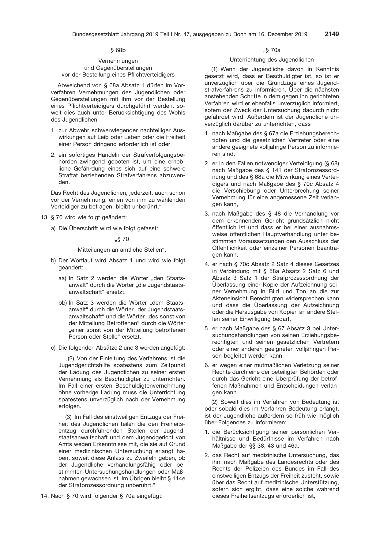 BGBl. 2019, Seite 2149 — Originalseite als Abbildung