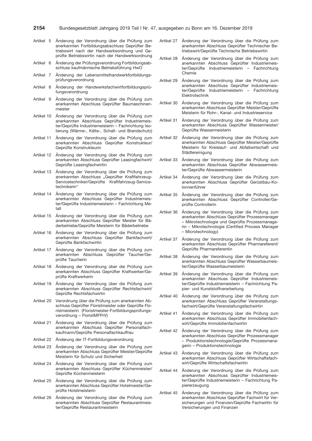 BGBl. 2019, Seite 2154 — Originalseite als Abbildung