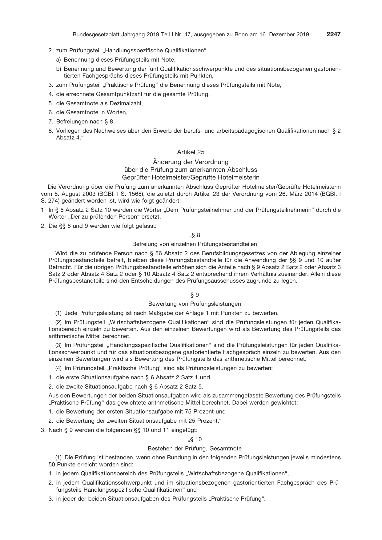 BGBl. 2019, Seite 2247 — Originalseite als Abbildung