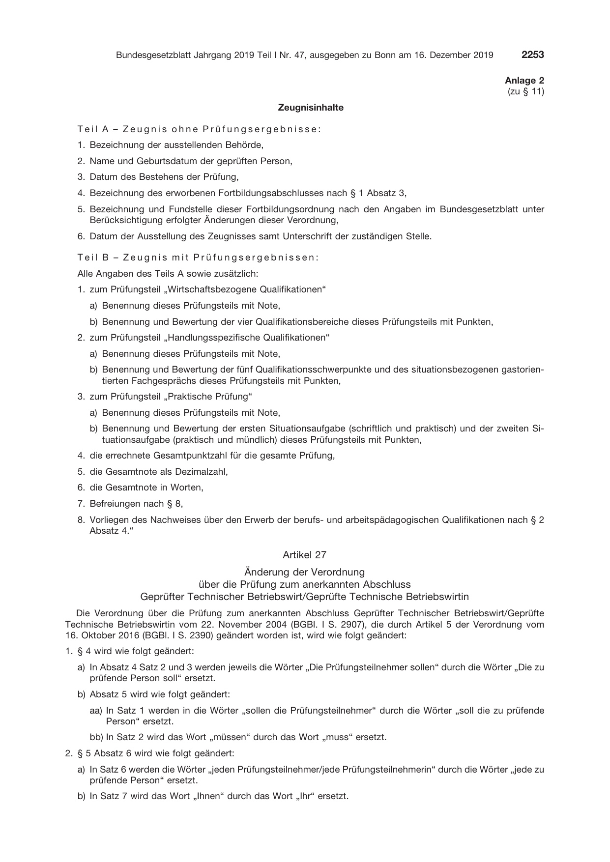 BGBl. 2019, Seite 2253 — Originalseite als Abbildung