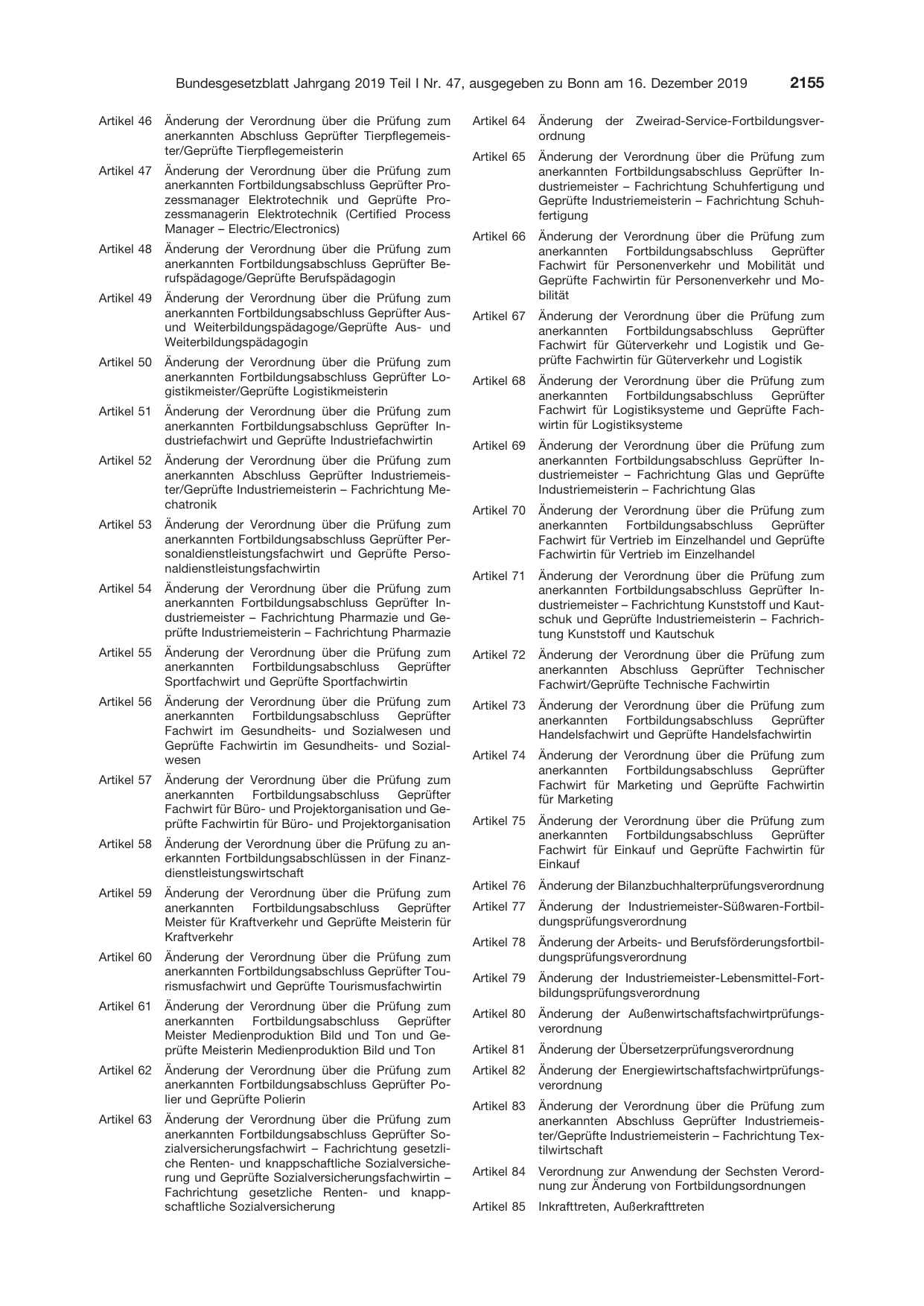 BGBl. 2019, Seite 2155 — Originalseite als Abbildung
