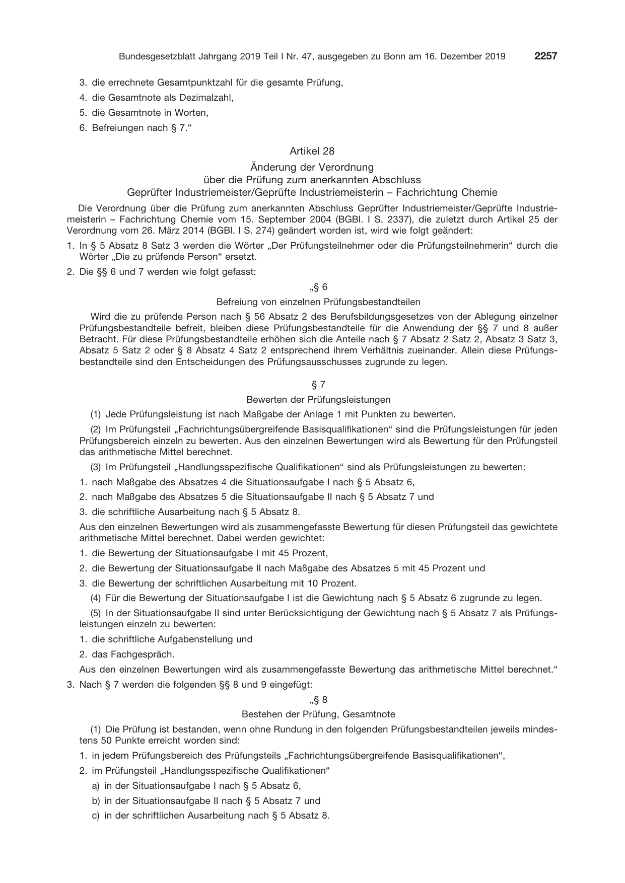 BGBl. 2019, Seite 2257 — Originalseite als Abbildung